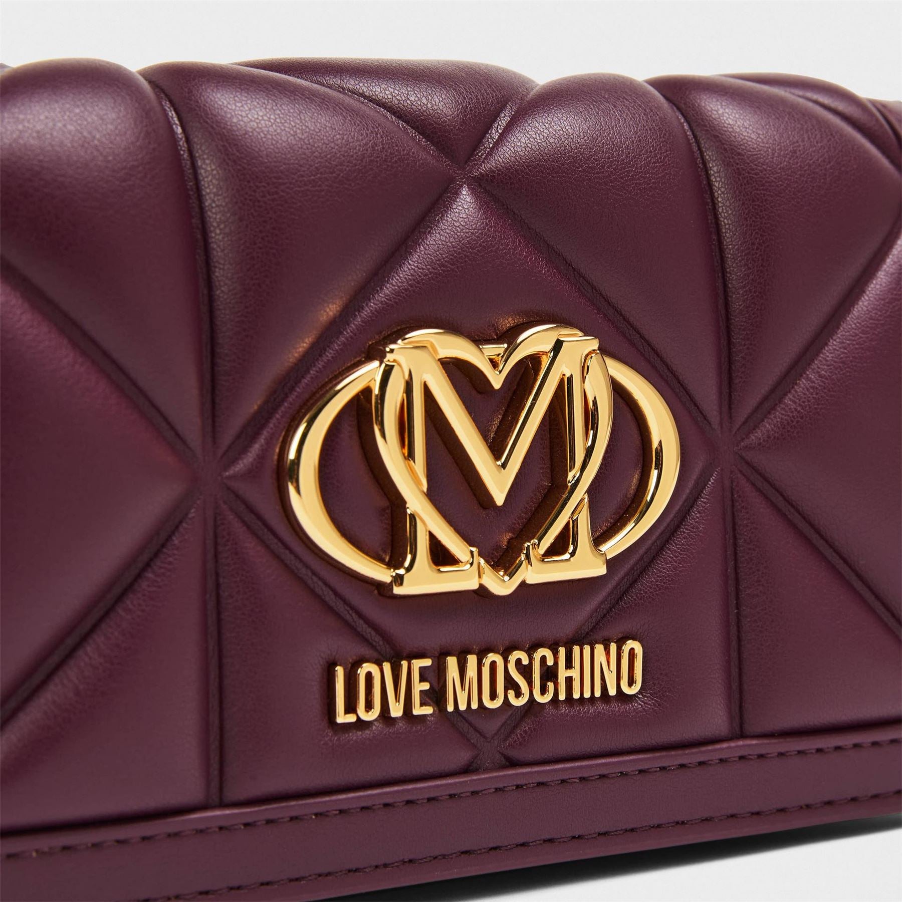 Love Moschino Geometric Patterned Quilt Wallet on Chain Clutch