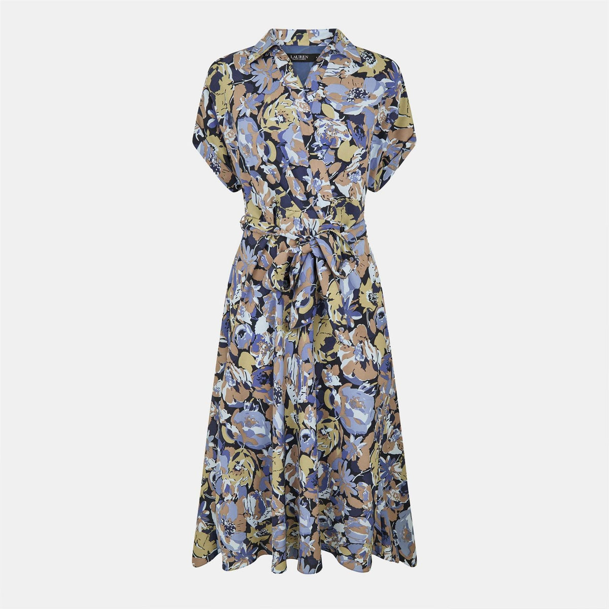 Lauren by Ralph Lauren Belted Crepe Dress