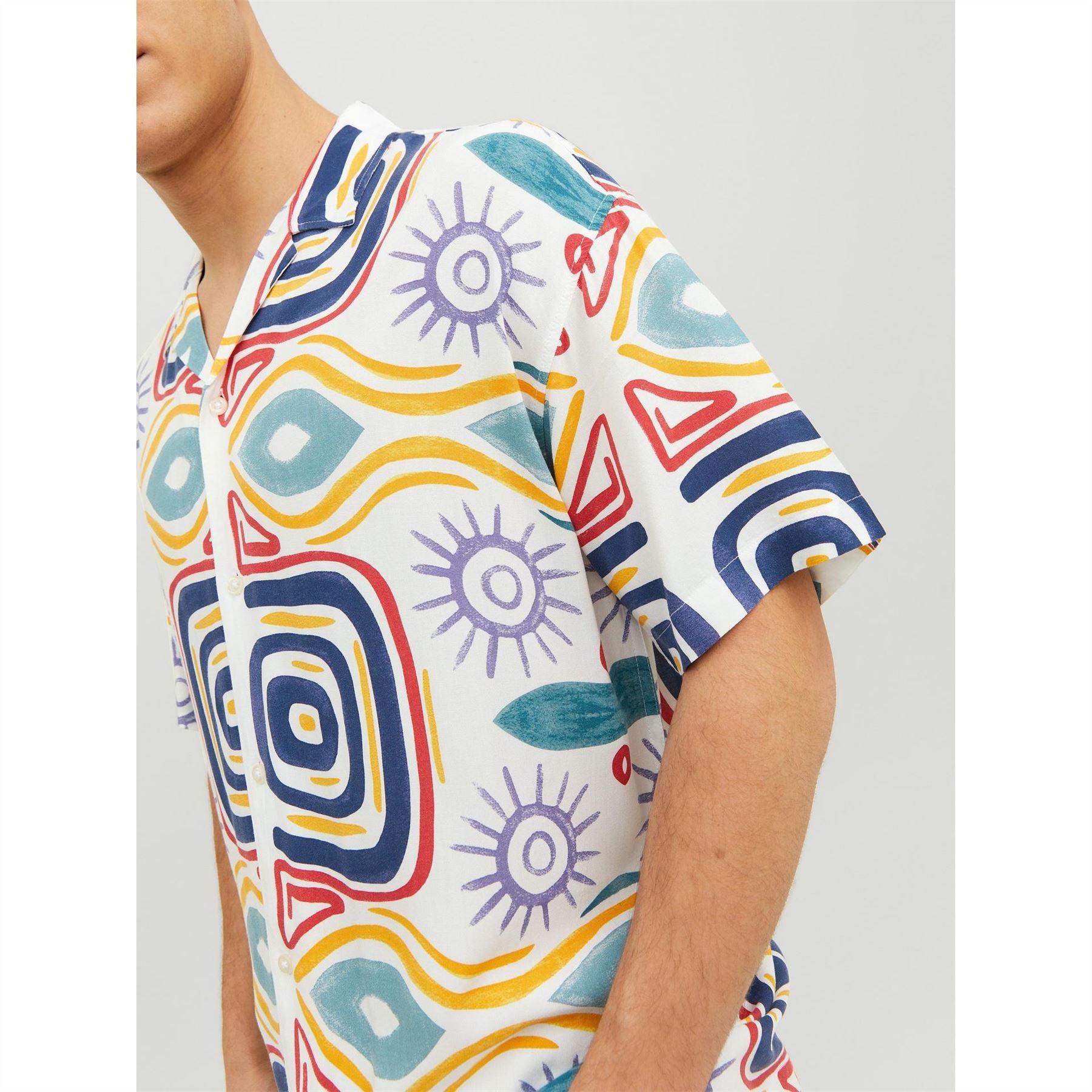 Jack and Jones Jj Mosaic Print Short Sleeve Shirt