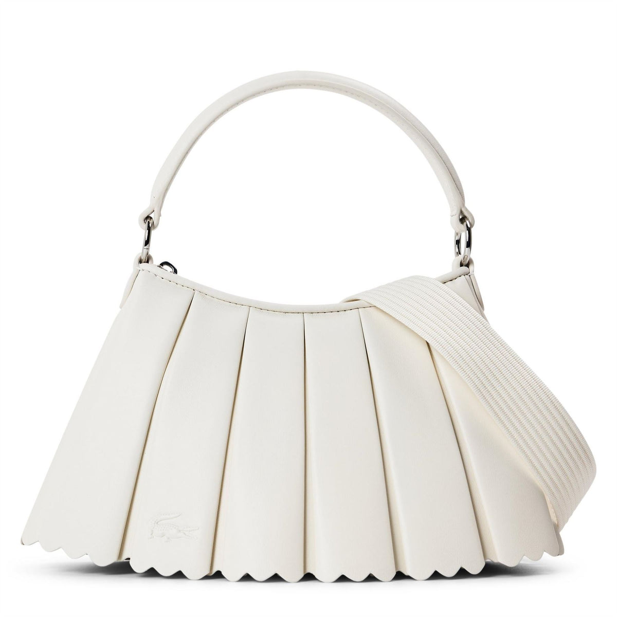Lacoste Lenglen Crescent Shape Hobo Bag with Silver Hardware