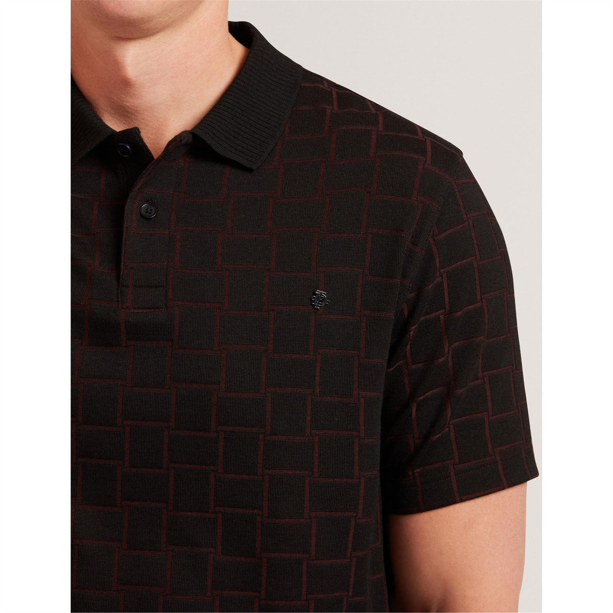 Ted Baker Jacquard Collared Neck Short Sleeve Polo Shirt