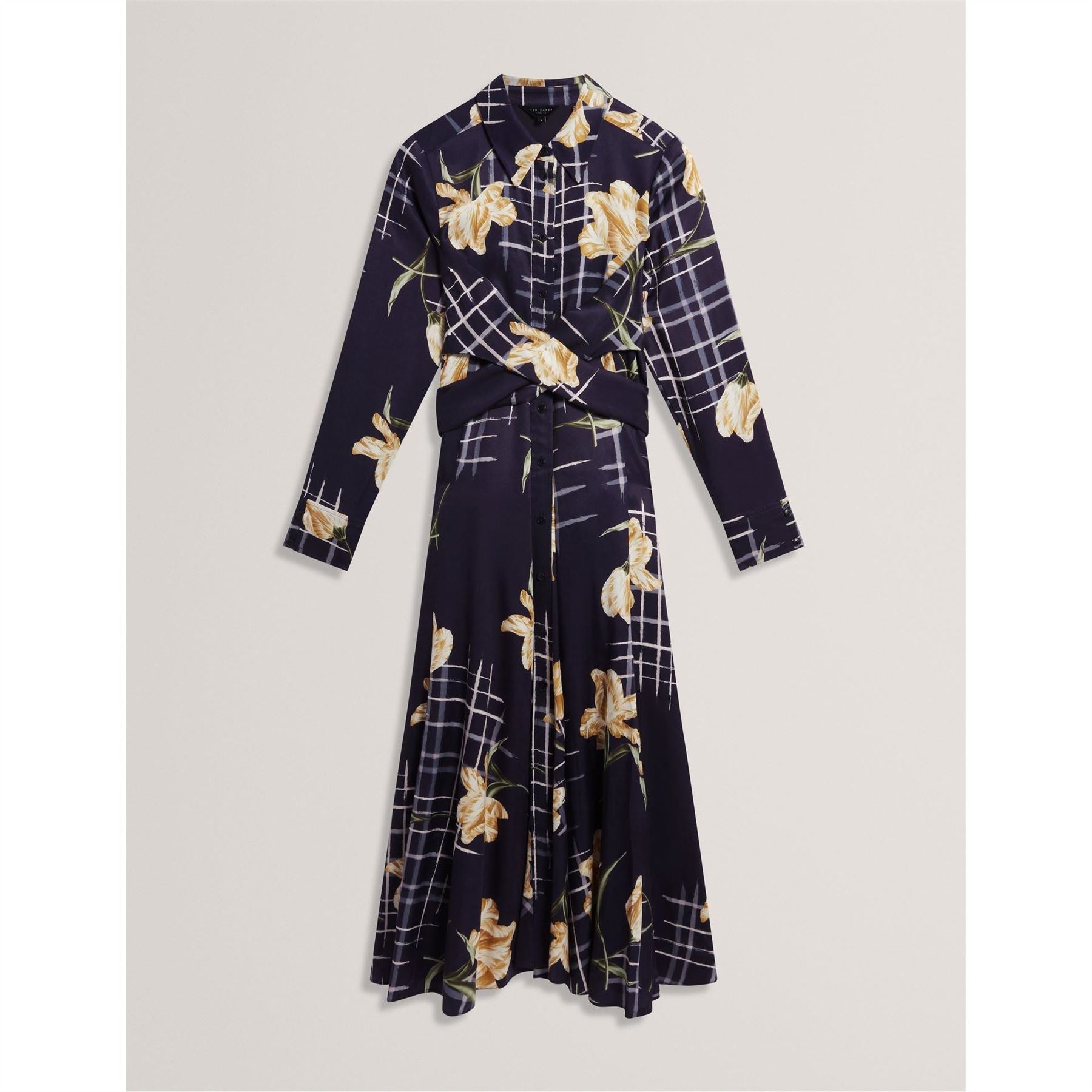 Ted Baker Print Long Sleeve Midi Wrap Dress