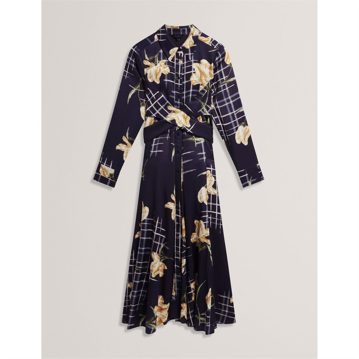 Ted Baker Print Long Sleeve Midi Wrap Dress