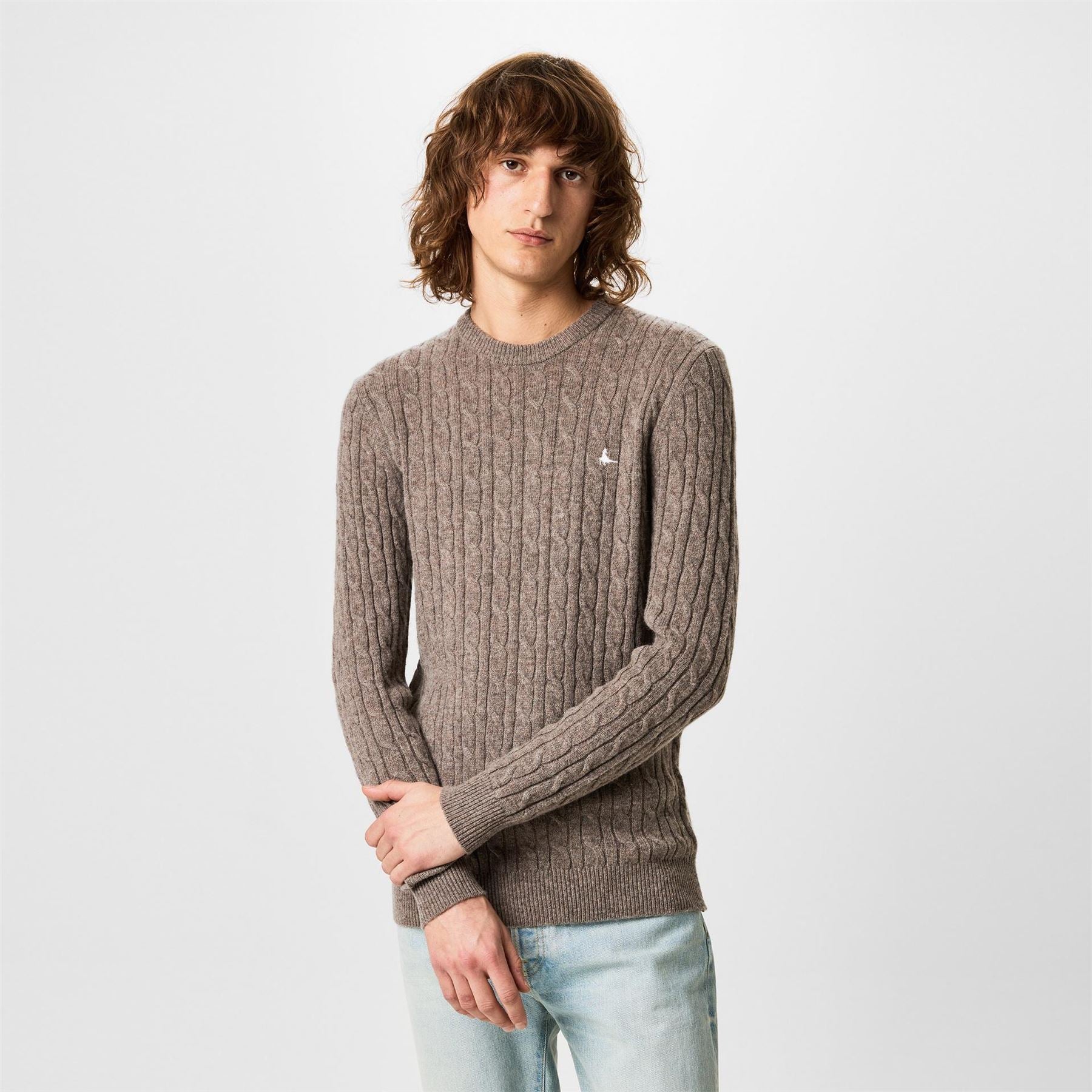 Jack Wills Mens Marlow Merino Wool Blend Cable Knitted Jumper