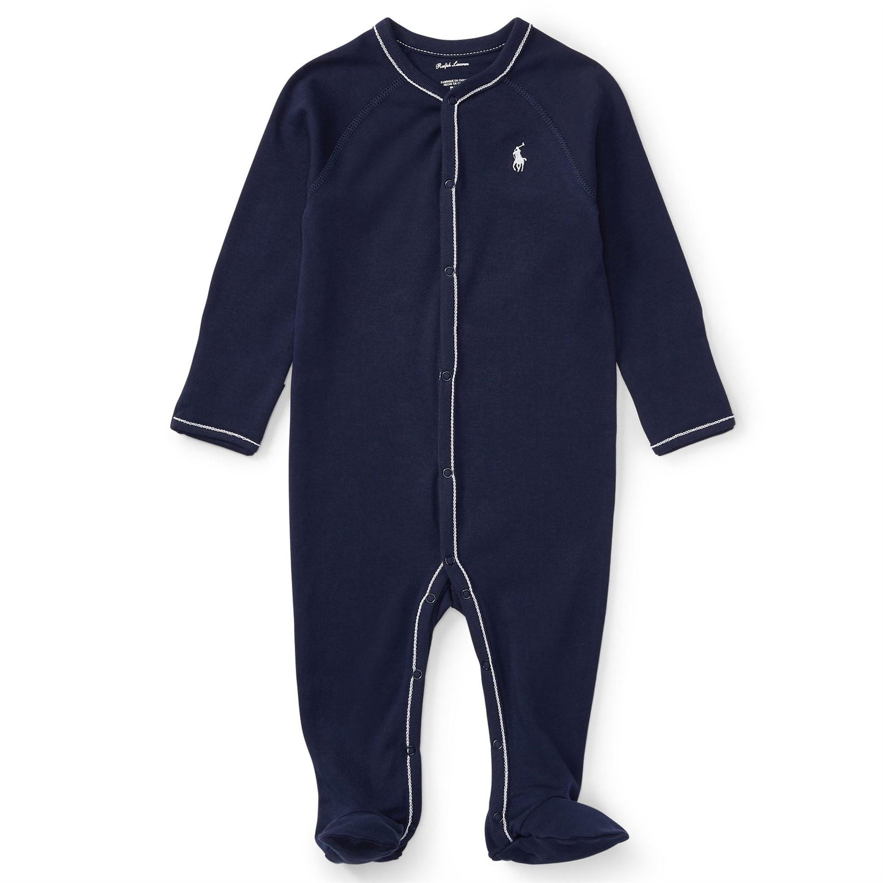 Polo Ralph Lauren Floral Trim Cotton Sleepsuit