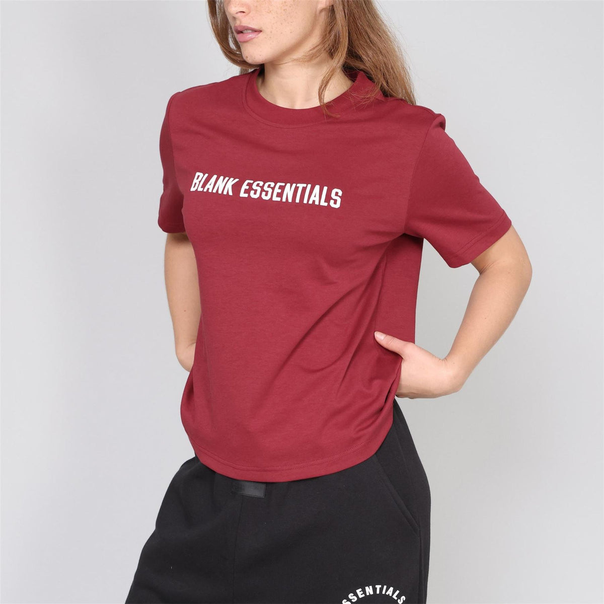 Blank Essentials College Lettering Crew Neck Short Sleeve Boyfriend T-Shirt