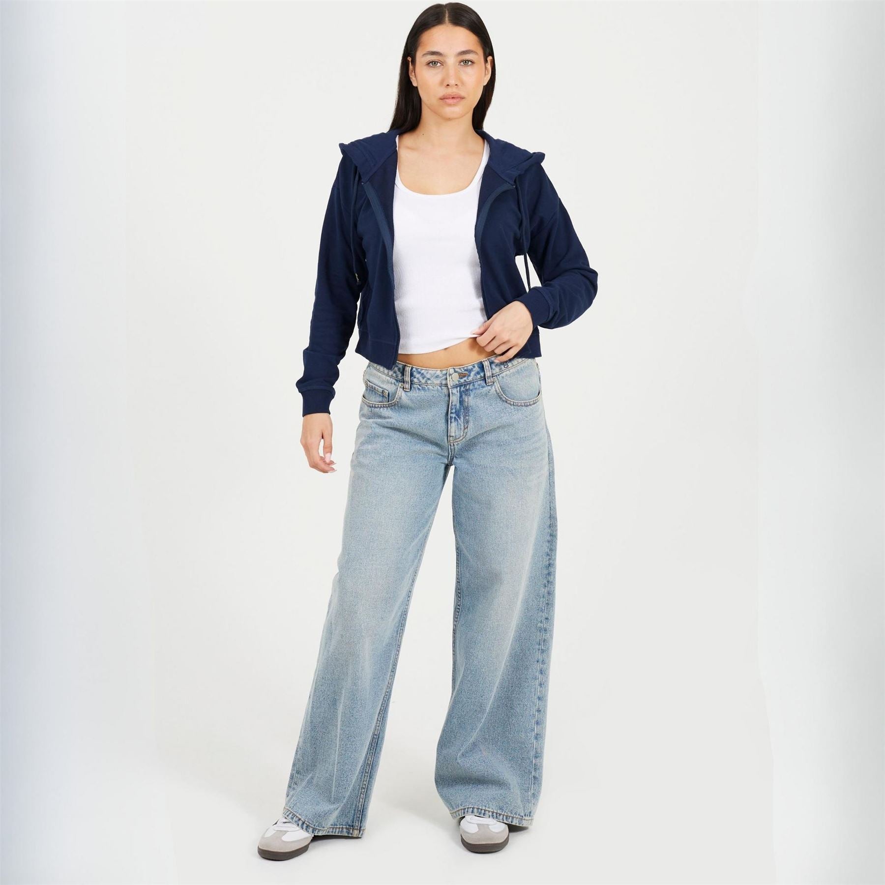 Brave Soul Cropped Zip Through Hoodie With Pockets