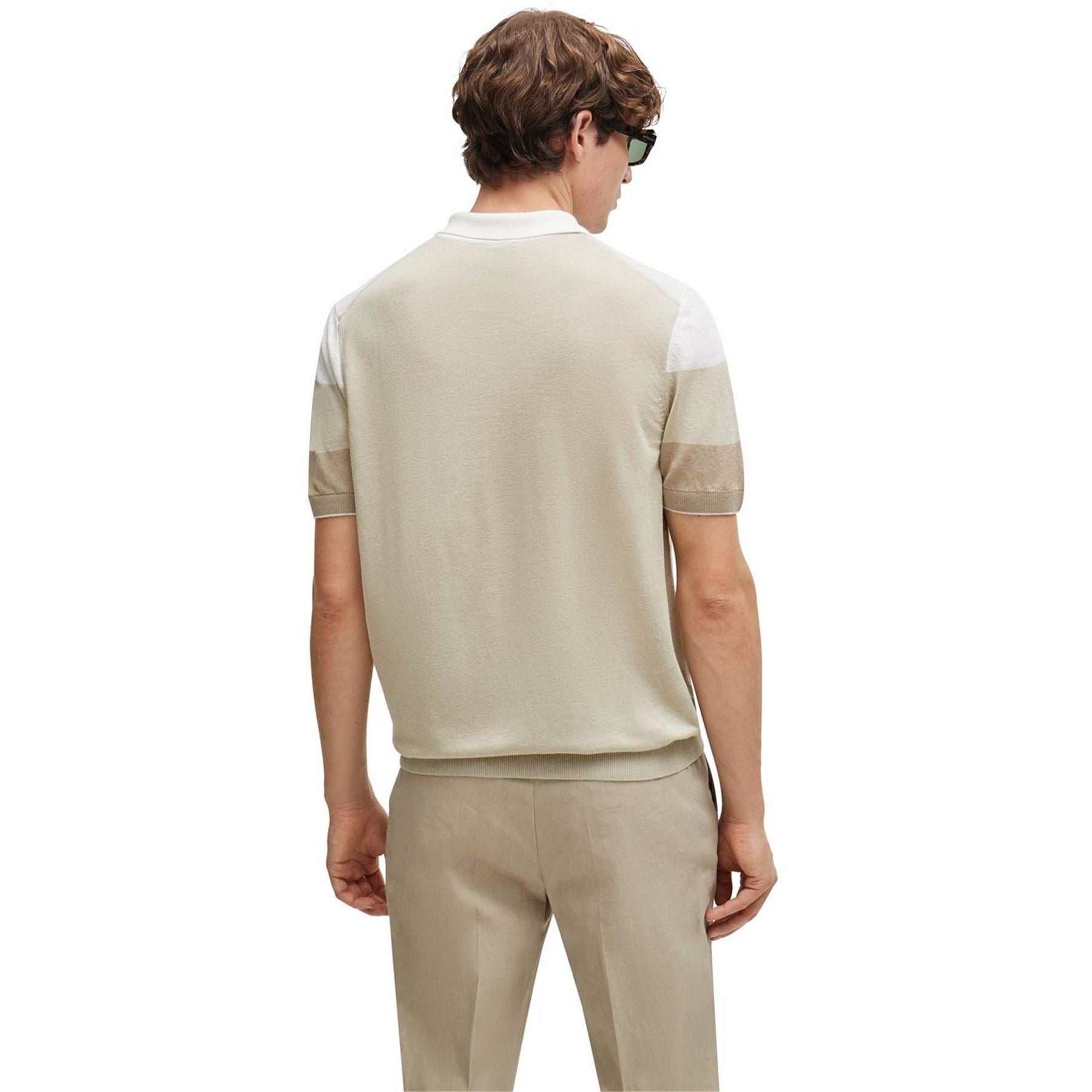 Boss Zip Neck Collared Short Sleeve Shirt