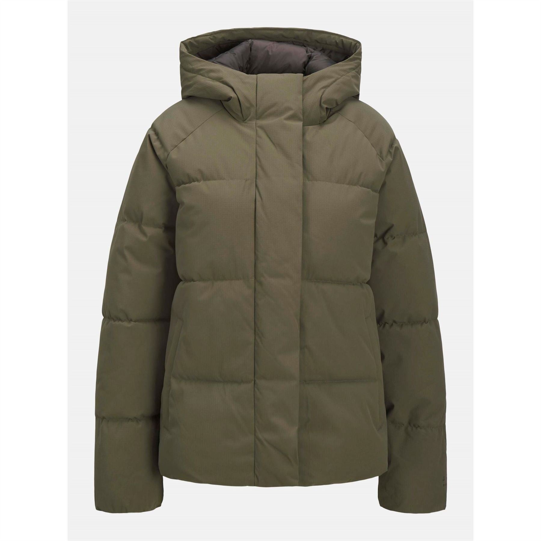 JJXX Womens Global Solid Patterned Hooded Snap Button Puffer Jacket