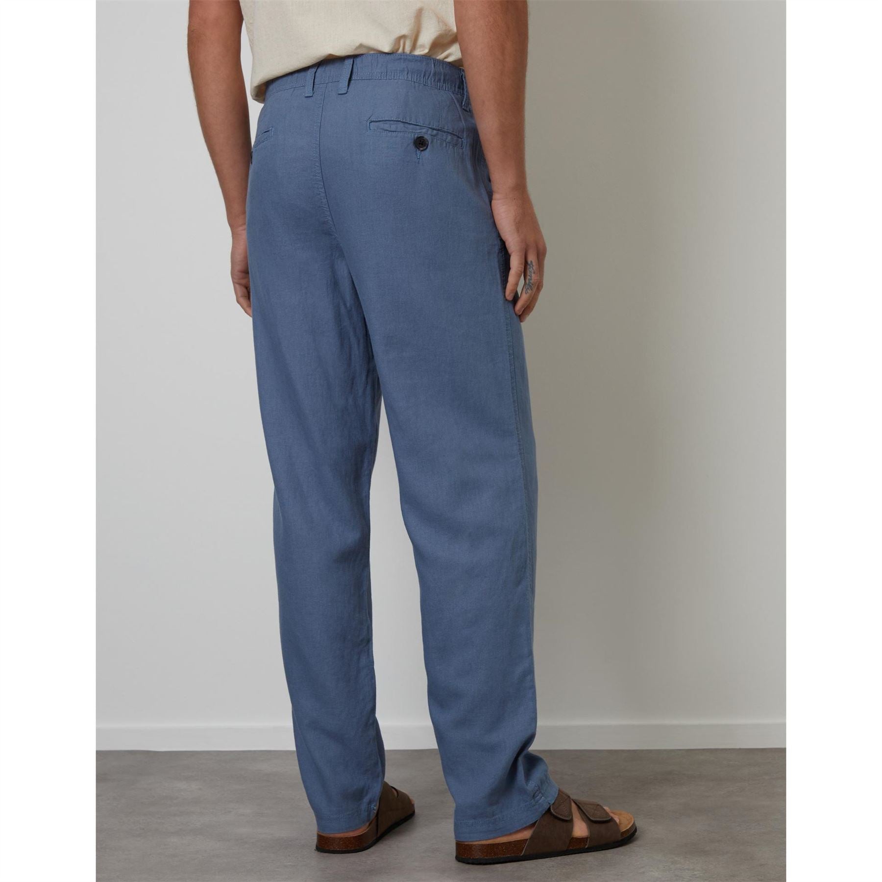 Threadbare Linen Solid Patterned Straight Trousers