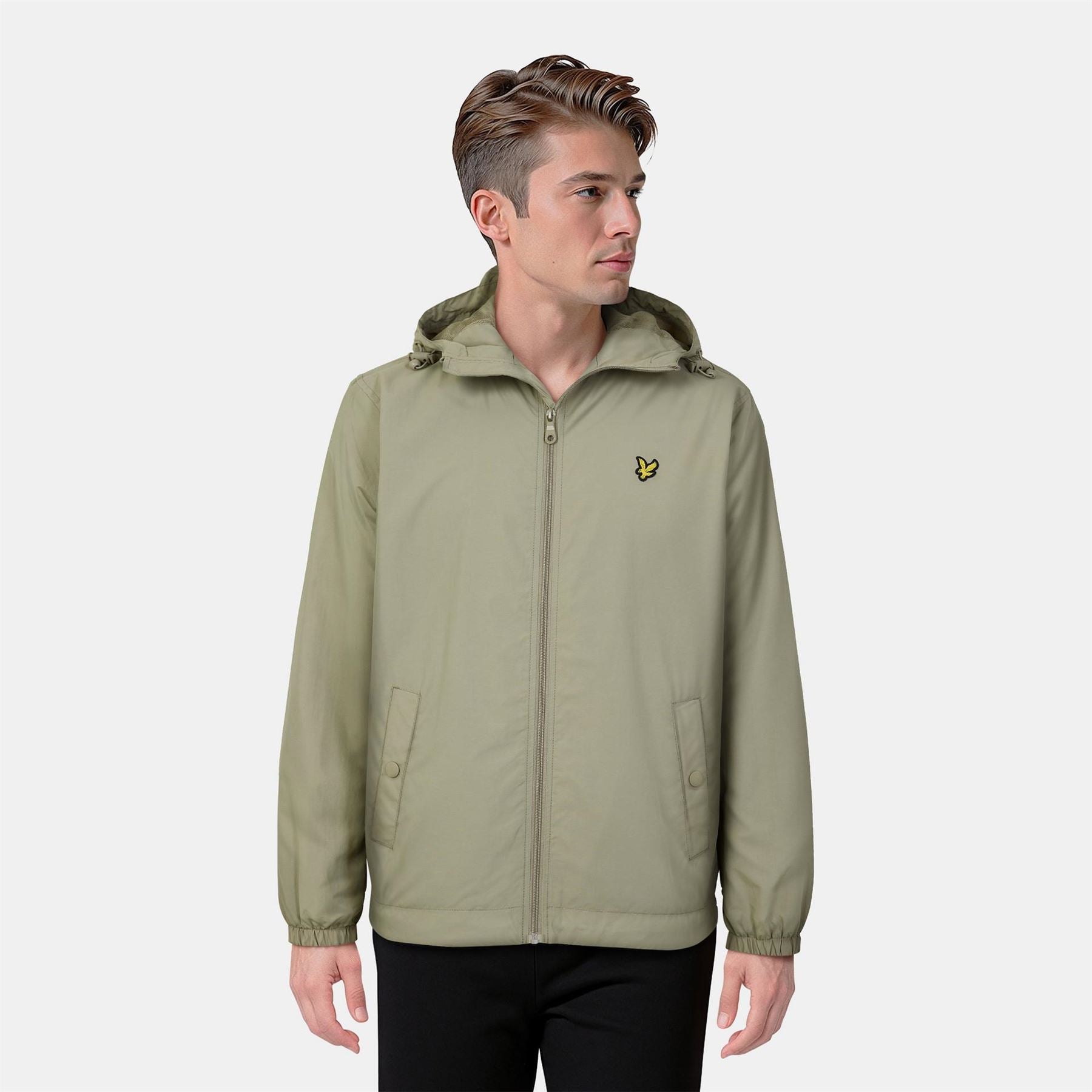 Lyle and Scott Zip Through Cotton Wind Resistant Long Sleeve Hooded Rain Anorak