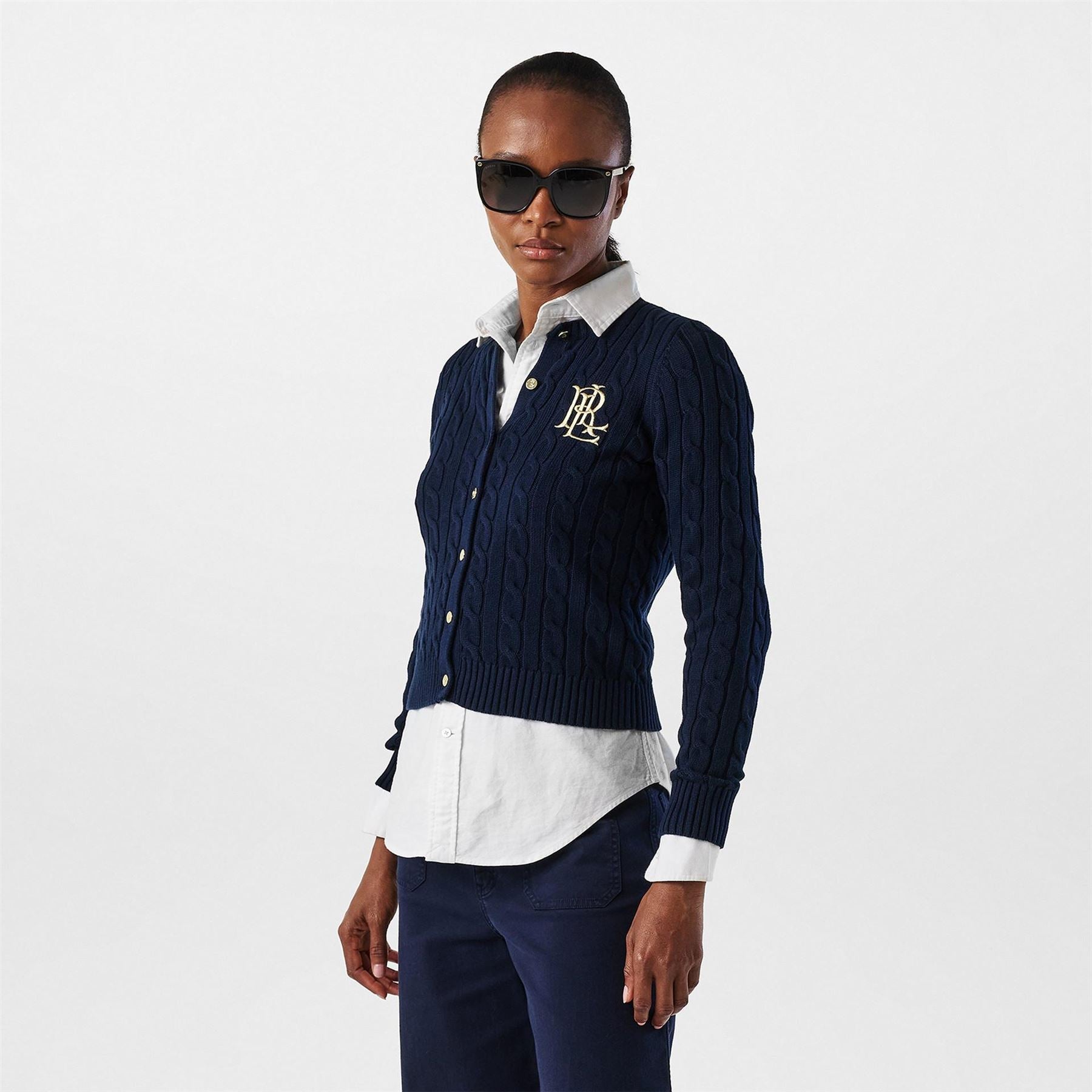 Lauren by Ralph Lauren Ralhan Real Leather Cardigan