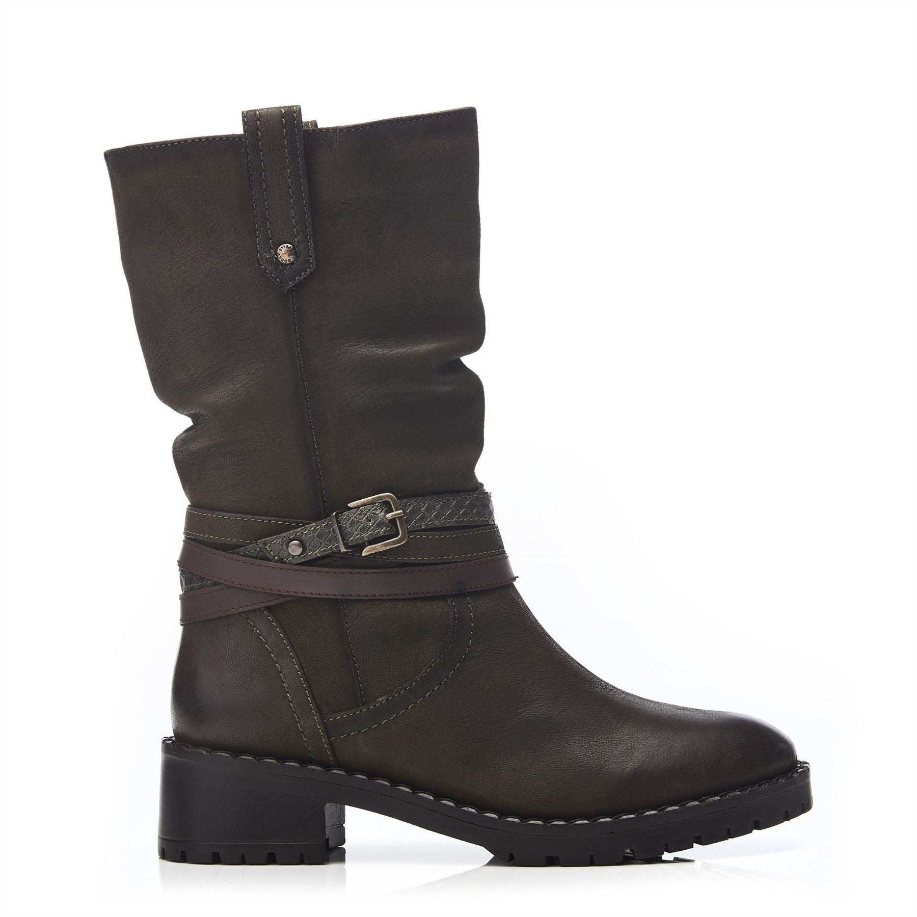 Moda in Pelle Beckette Khaki Nubuck Flat Ankle Boots