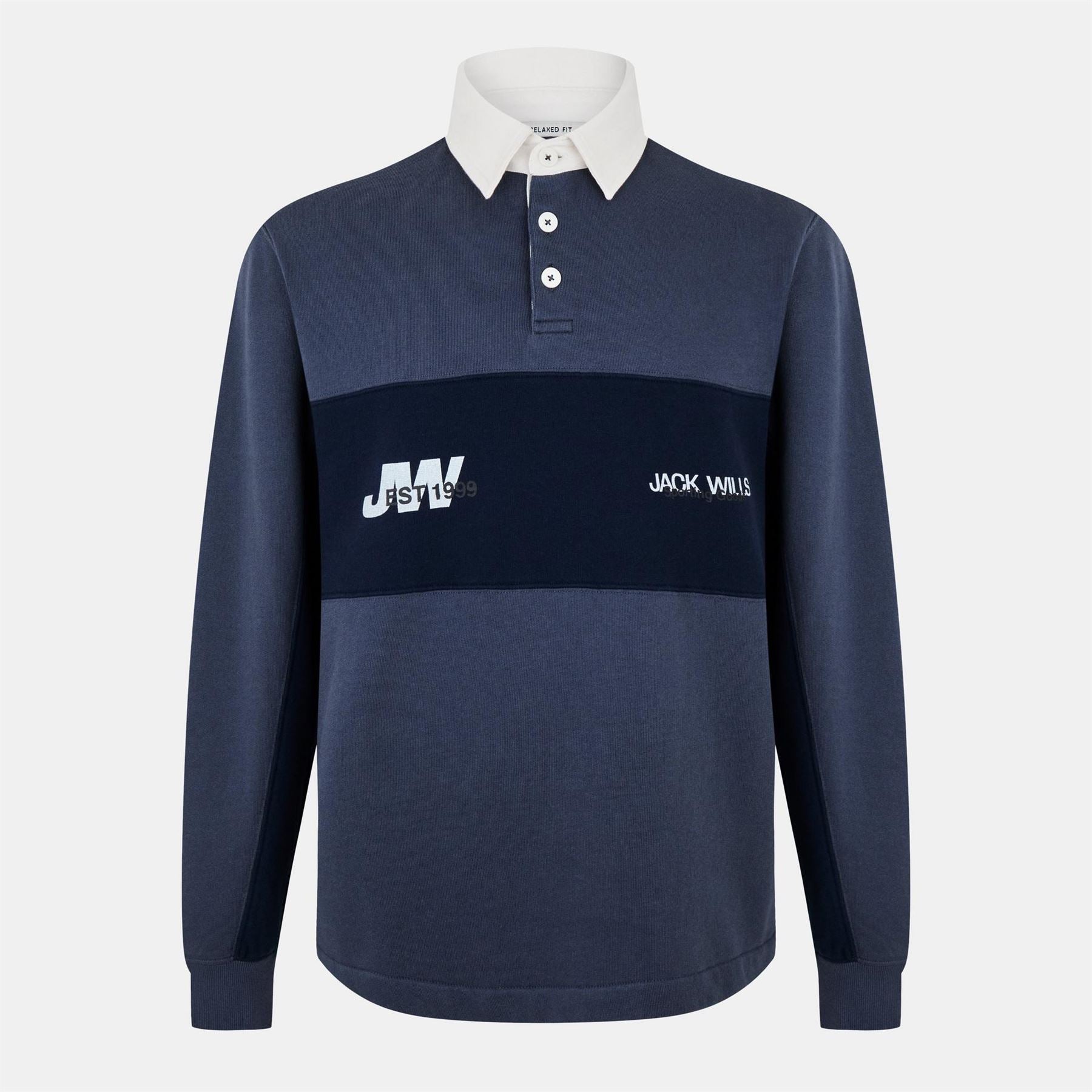 Jack Wills Logo Print Relaxed Fit Rugby Shirt