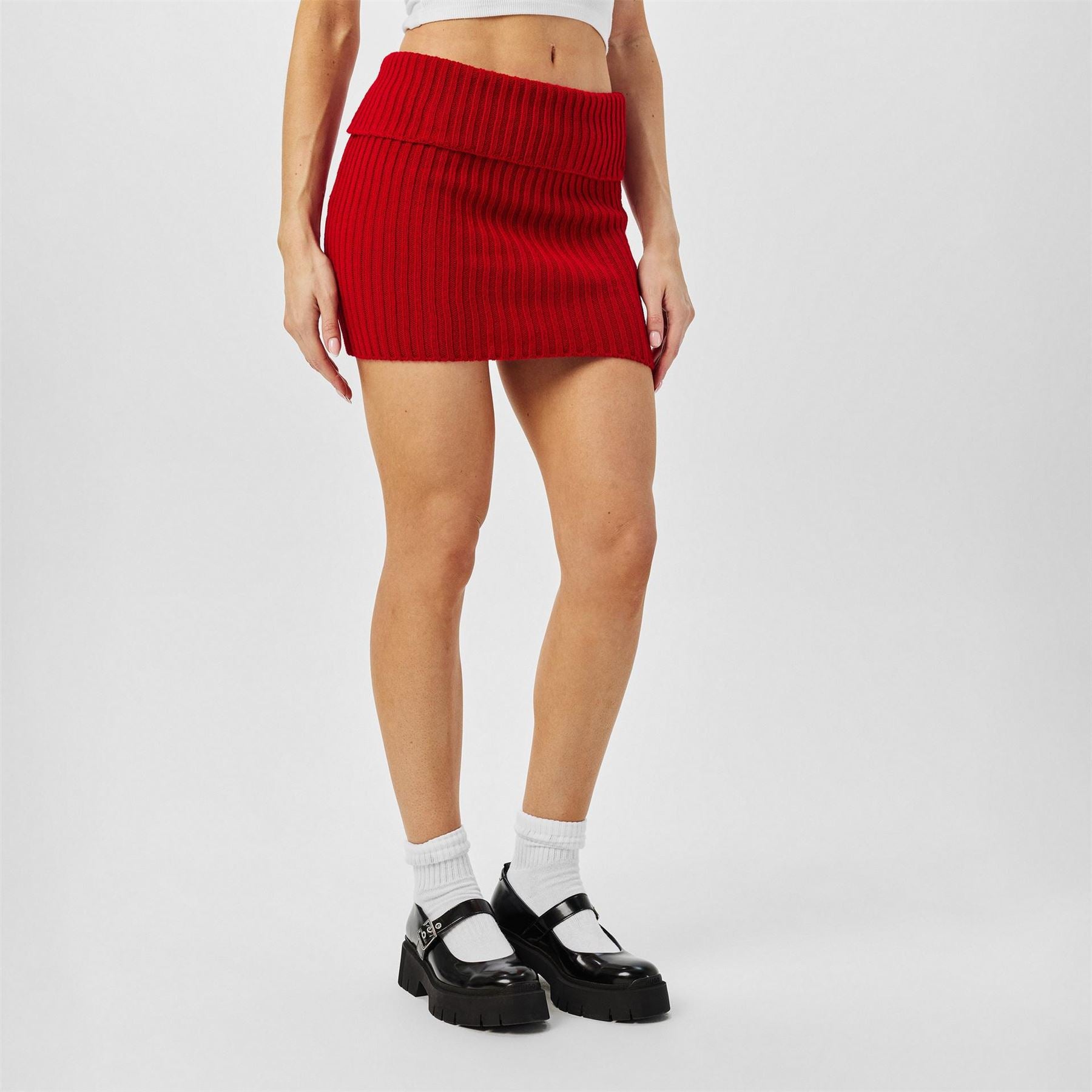 Missy Empire Womens Knitted Fold Down Skirt