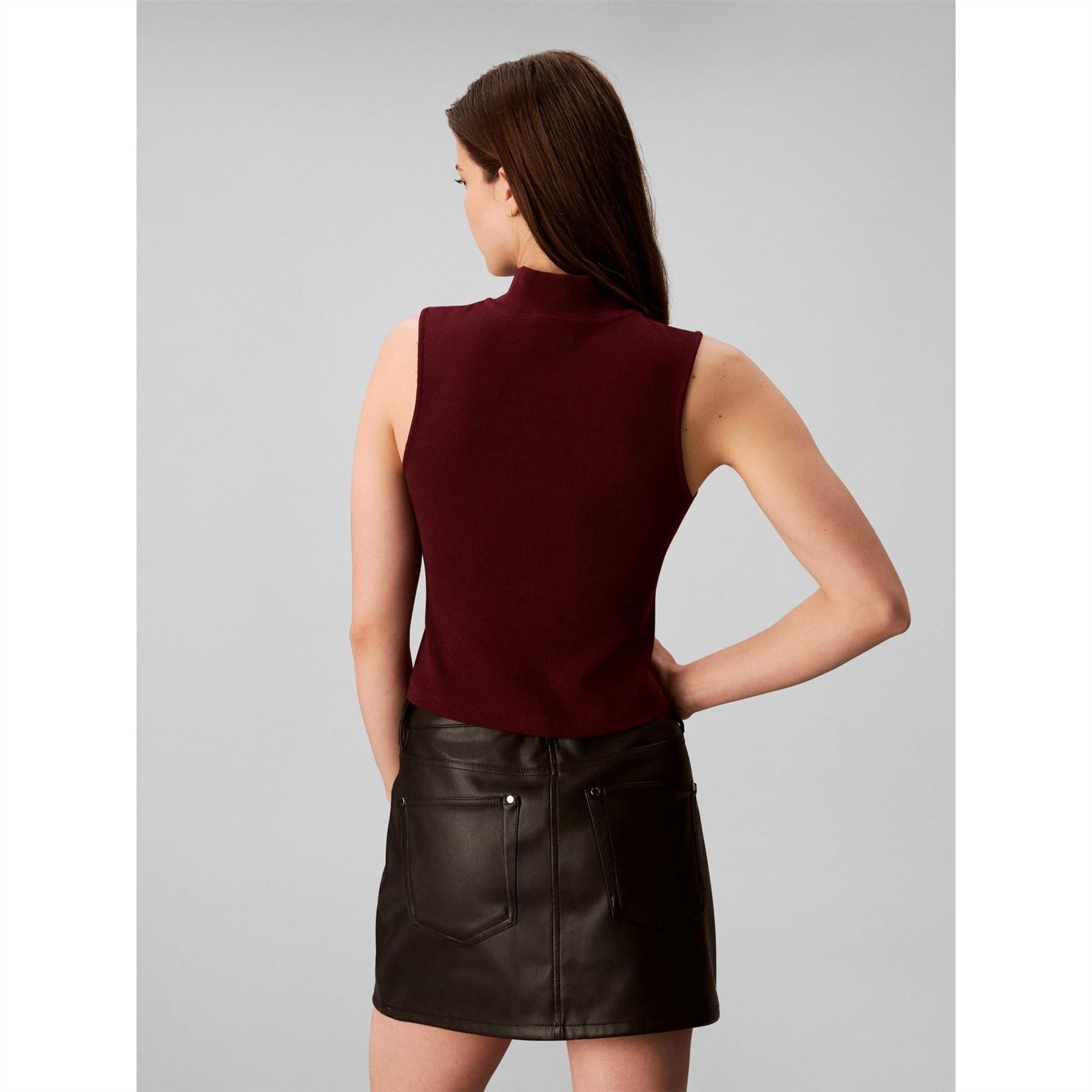 Calvin Klein Jeans Zip Neck Sleeveless Slim Fit Tank