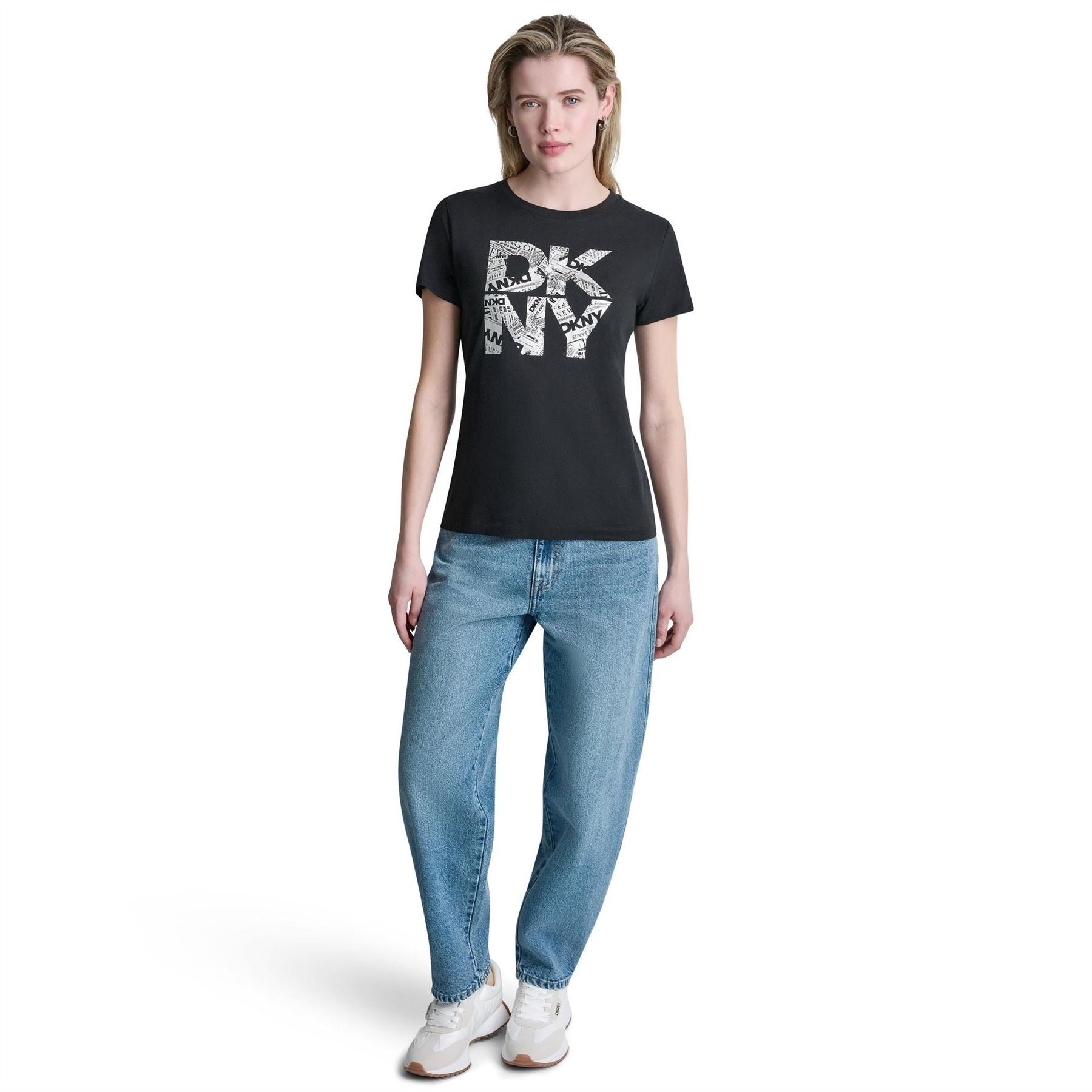 DKNY Newsprint DKNY Stacked Logo Crew Neck Tee