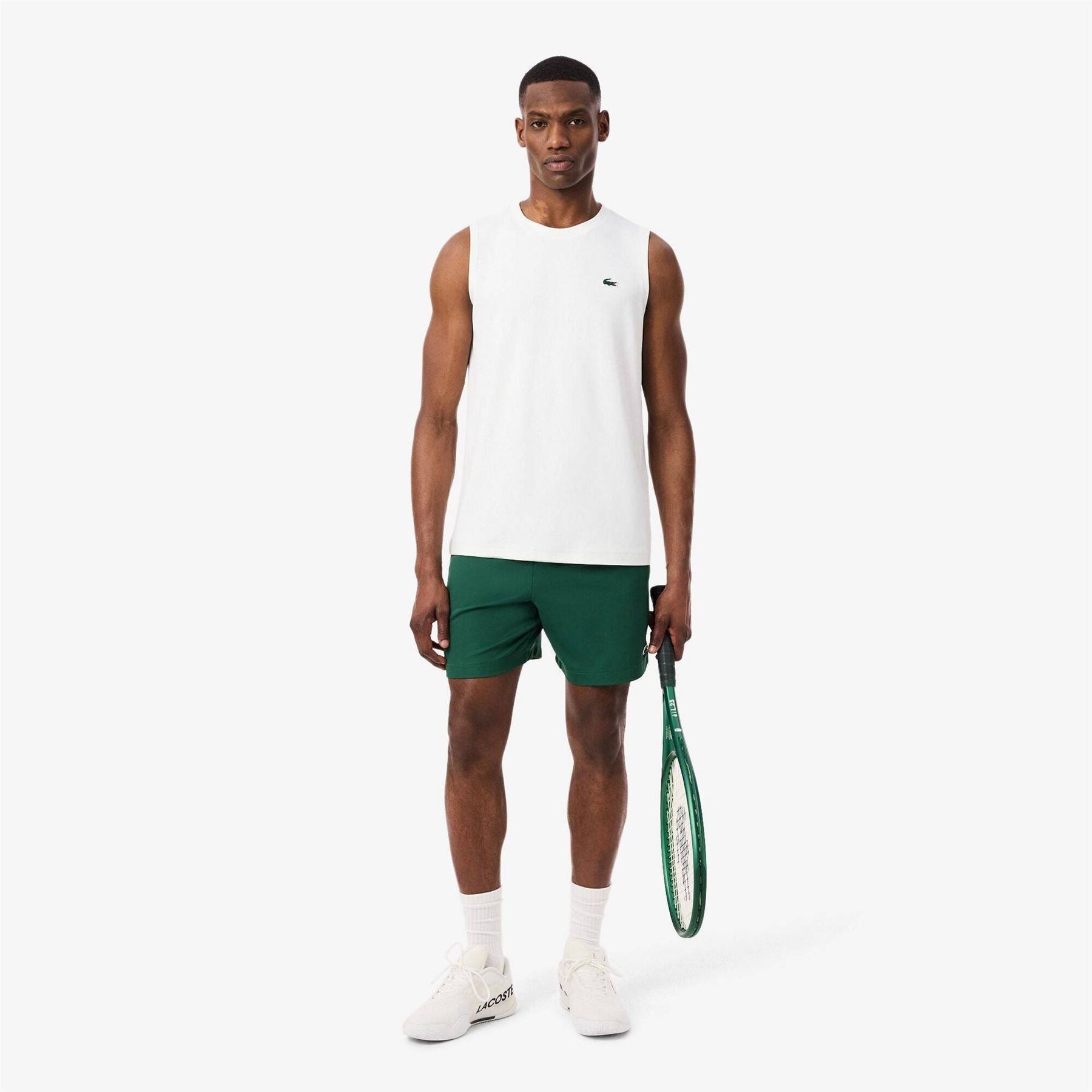 Lacoste Crocodile Print Crew Neck Sleeveless Tank