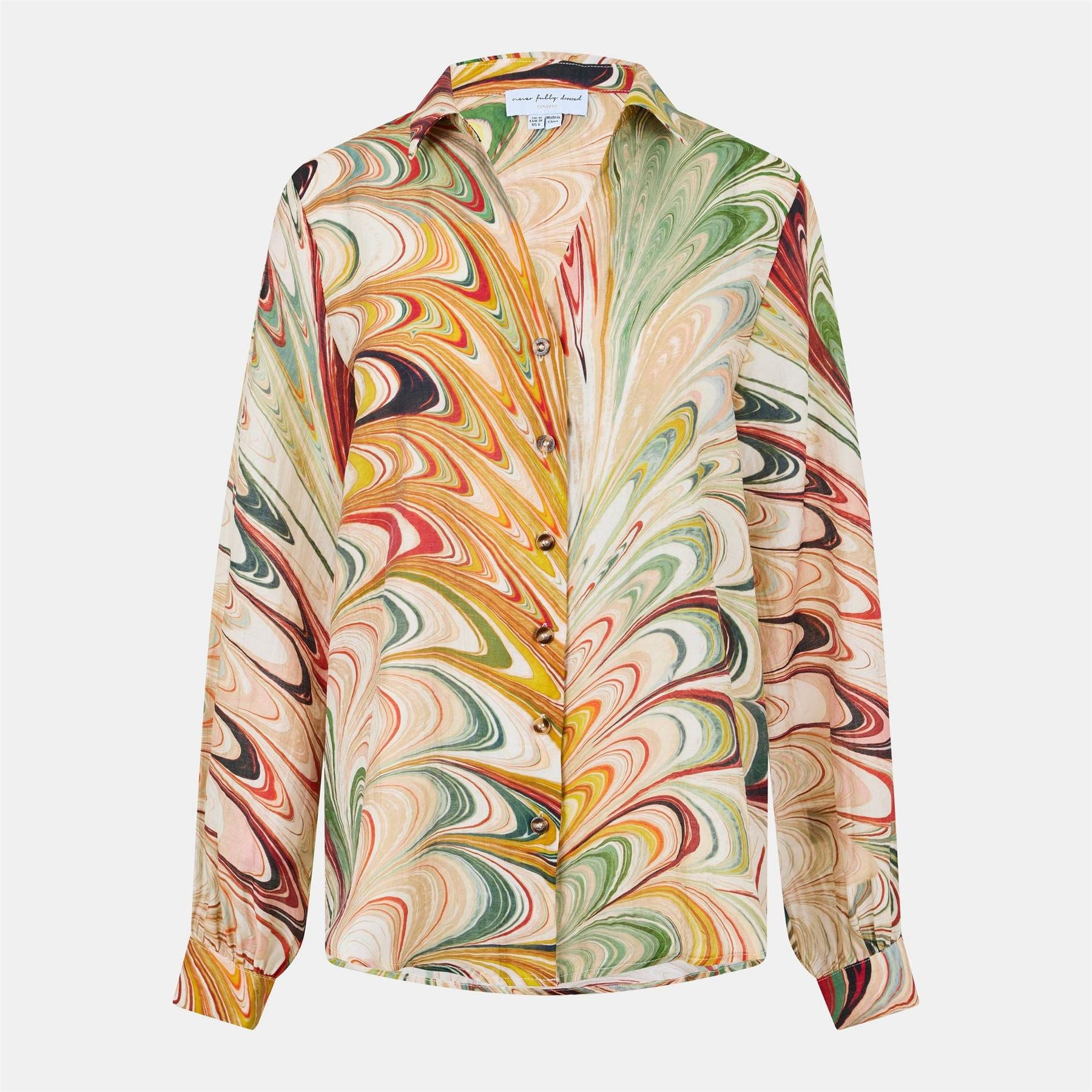Never Fully Dressed Marble Miley Long Sleeve Patterned Shirt