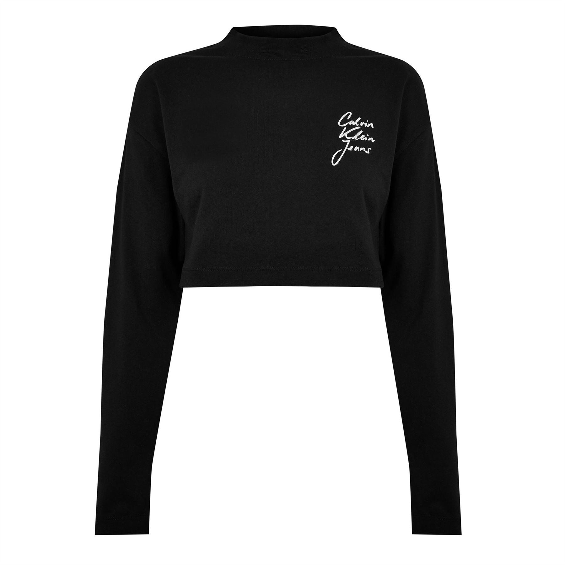 Calvin Klein Jeans Script Institutional Long Sleeve Crop Top