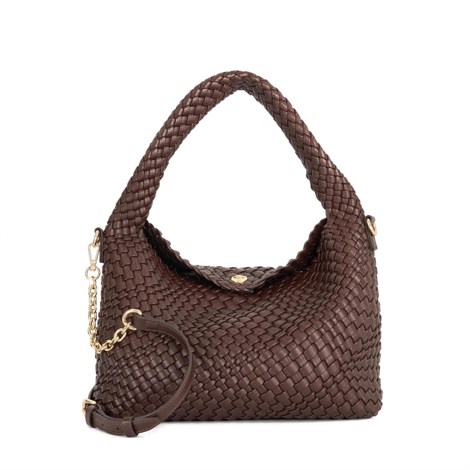 Dune London Delegating Basket Weave Hobo Bag with Chain