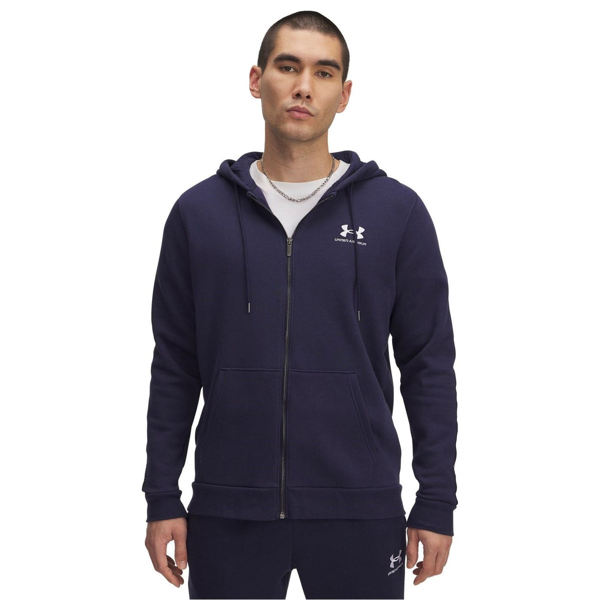 Under Armour Icon Solid Patterned Hooded Ribbed Cuff Full Zipper Sweat Jacket
