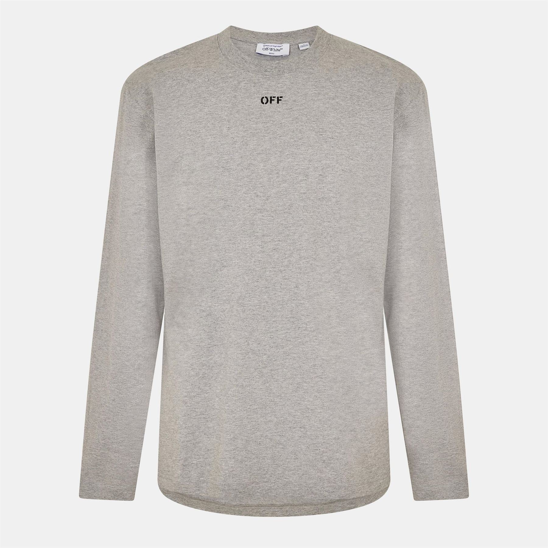 Off White Crew Neck Long Sleeve Regular Fit T-Shirt