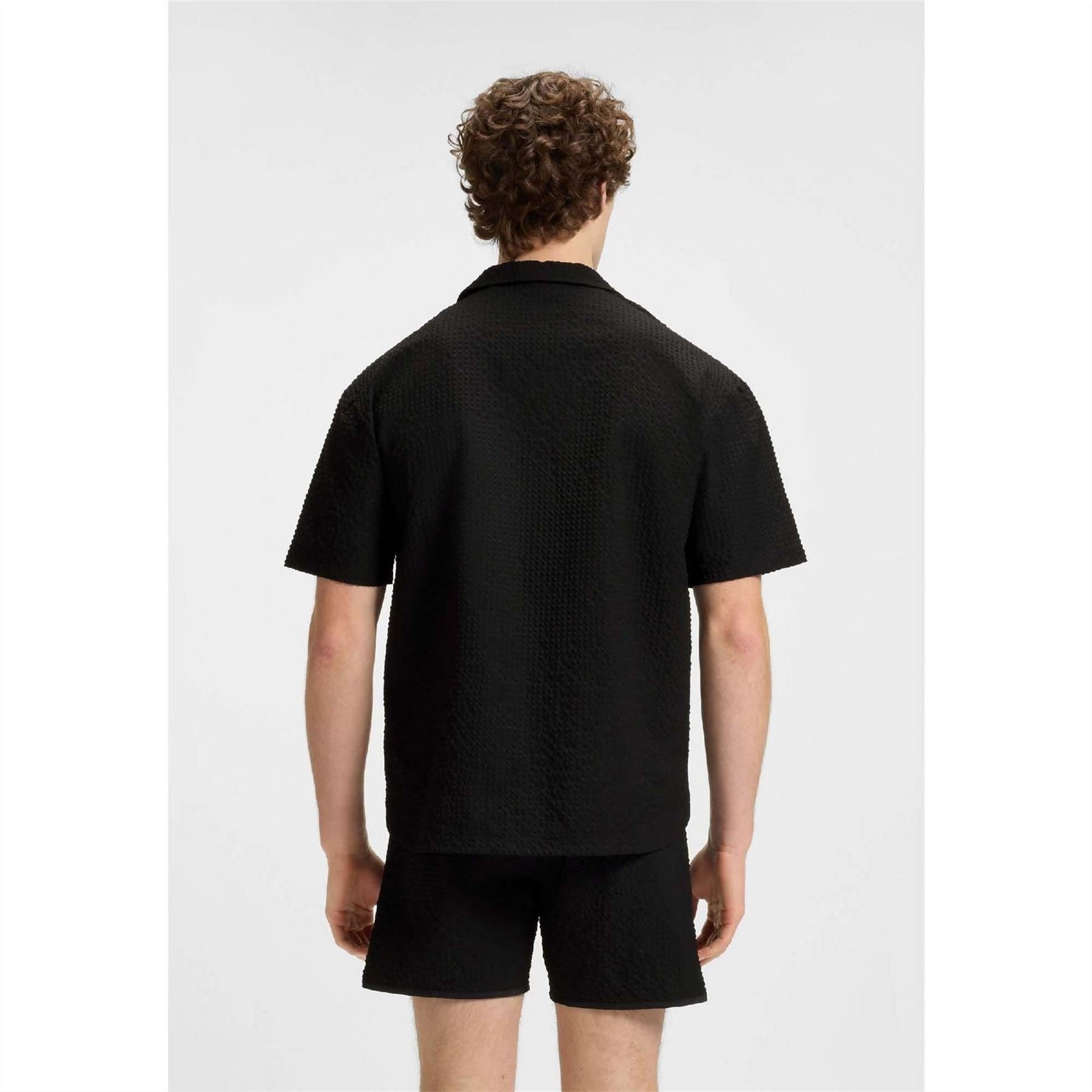Hugo Chaffle Relaxed Fit Waffle Beach Shirt