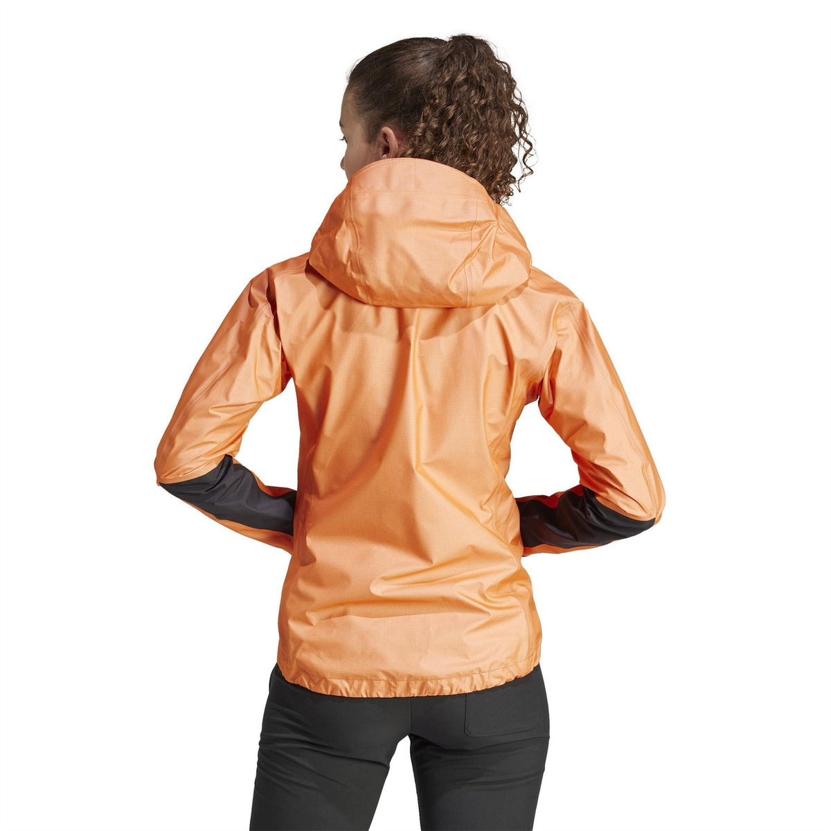 adidas Women's Solid Patterned Hooded Full Zipper Rain Jacket