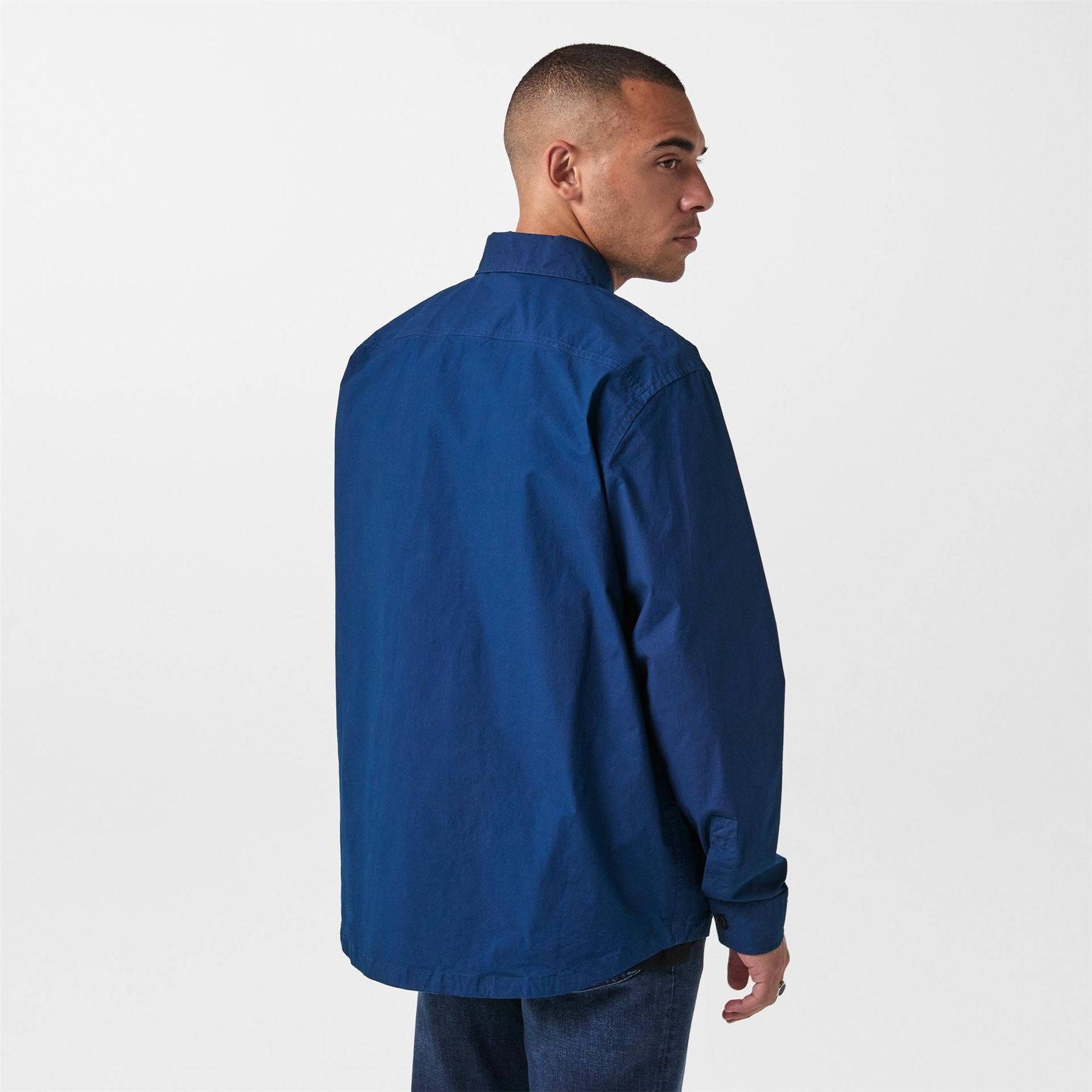 Boss Solid Snap Button Shirt Collared Barrel Cuff Overshirt