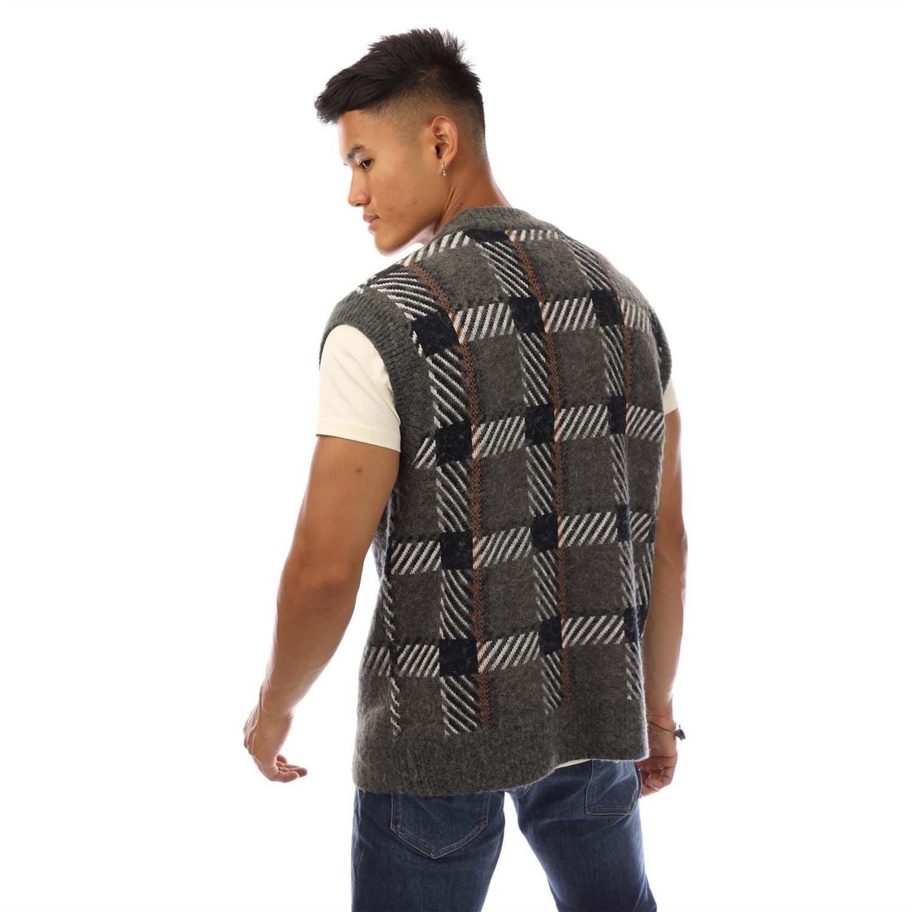 Fred Perry Tartan Knitted Tank Top