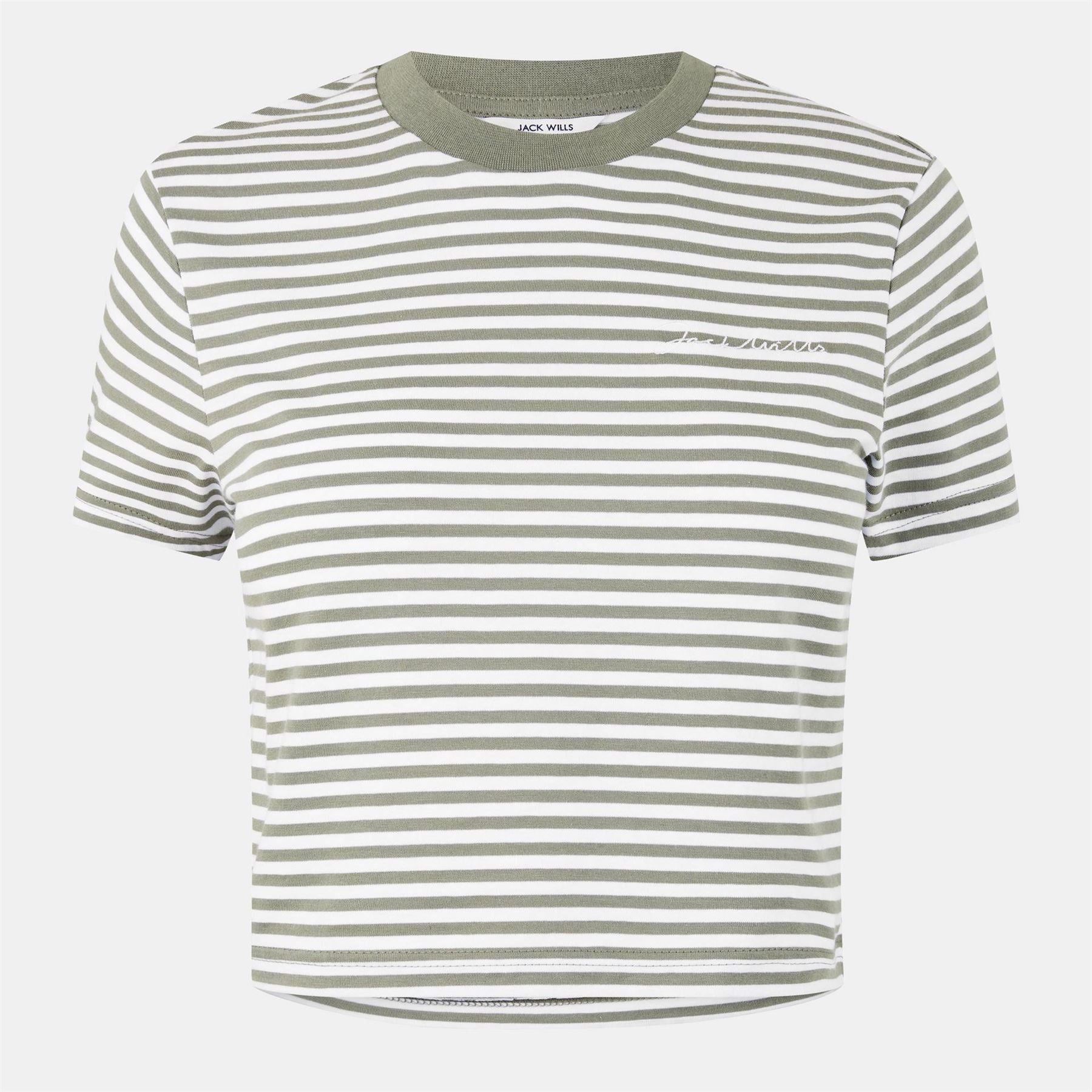 Jack Wills Striped Cropped Crew Neck T-Shirt