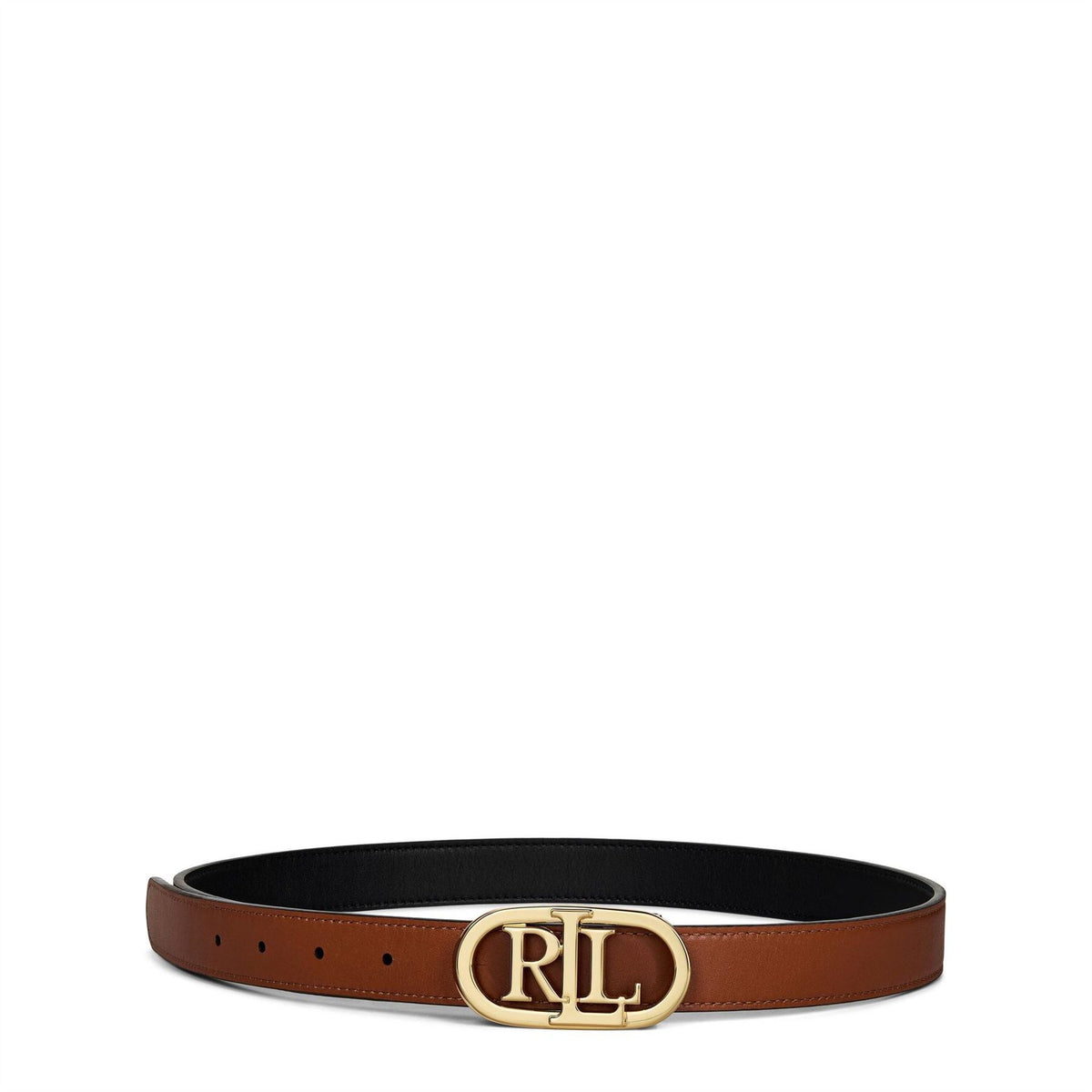 Lauren by Ralph Lauren Logo Reversible Leather Skinny Belt