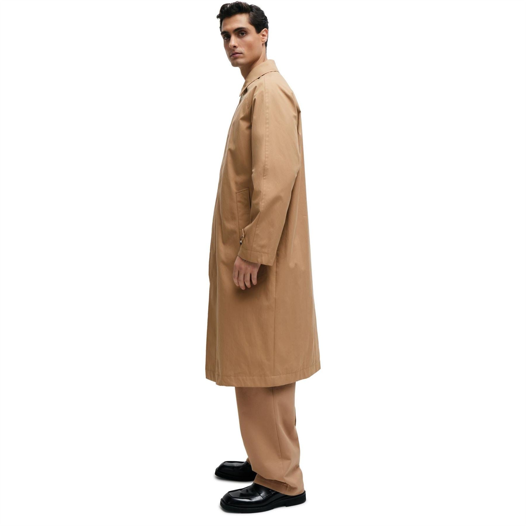 Boss Solid Patterned Regular Fit Overcoat