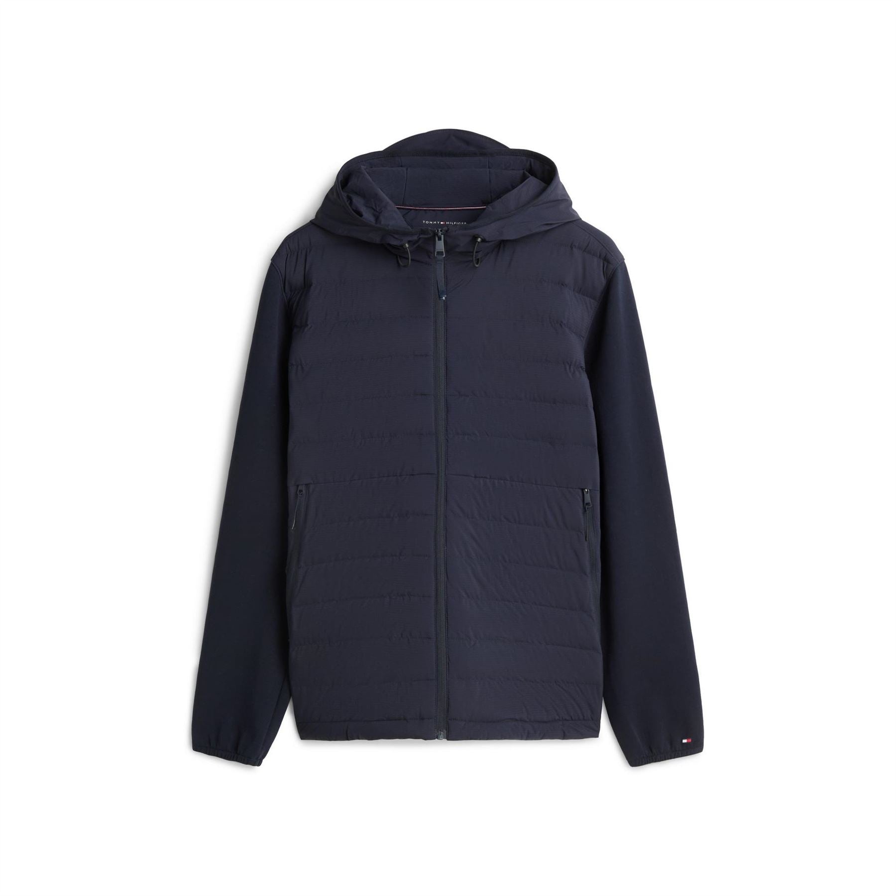Tommy Hilfiger Hooded Neck Horizontal Stripe Patterned Hybrid Jacket with Zipped Pocket