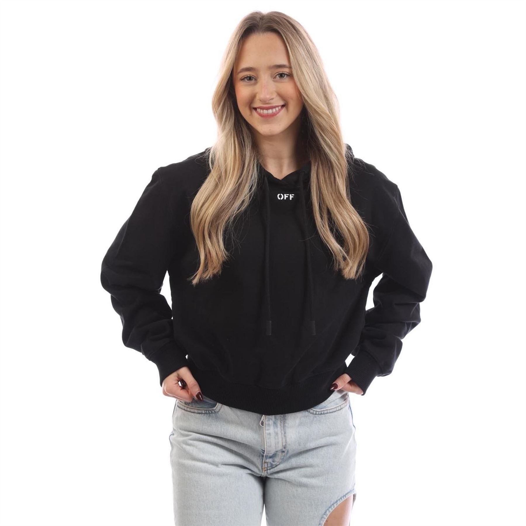 Off White Cropped Hoodie