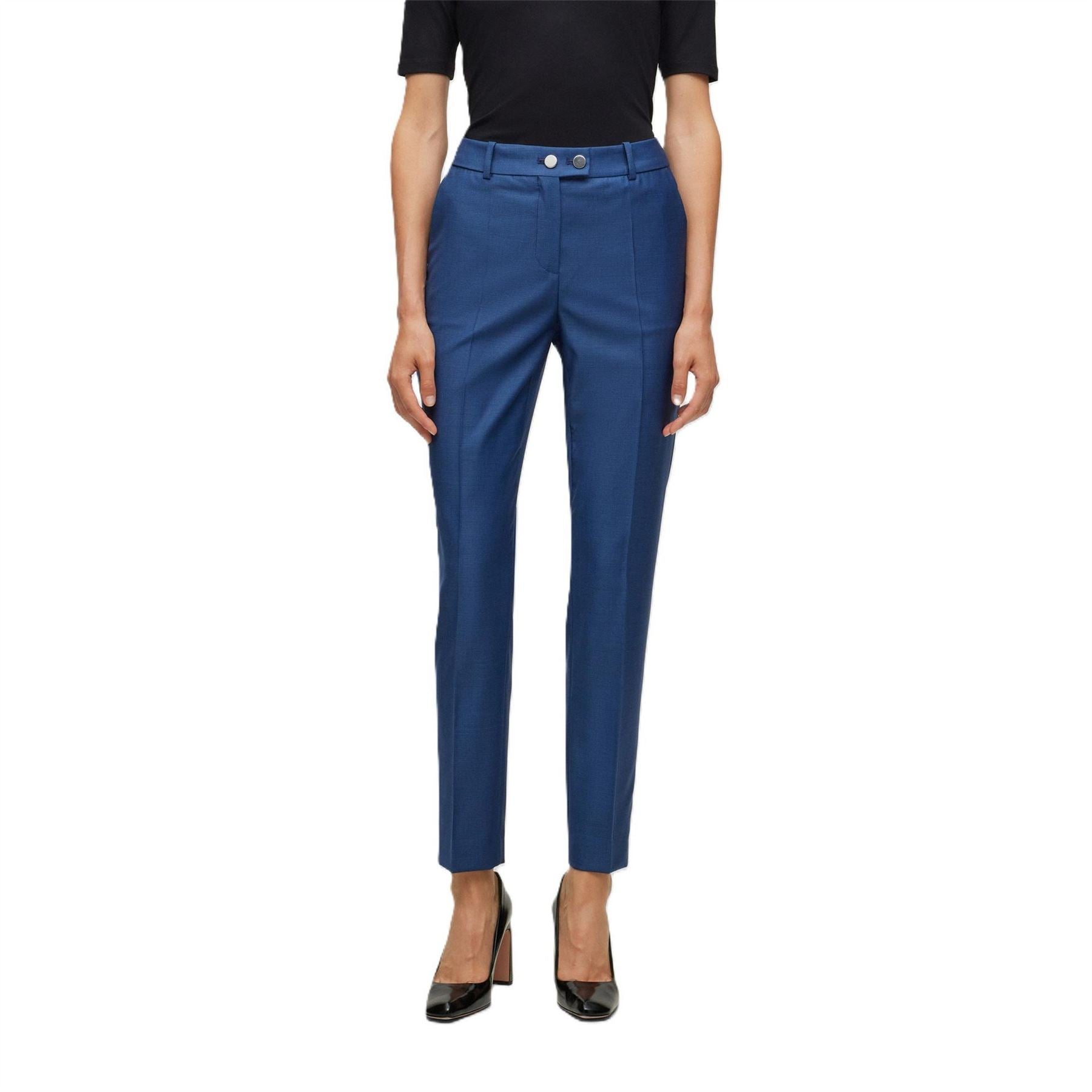 Boss Tamata Solid Patterned Cigarette Trousers
