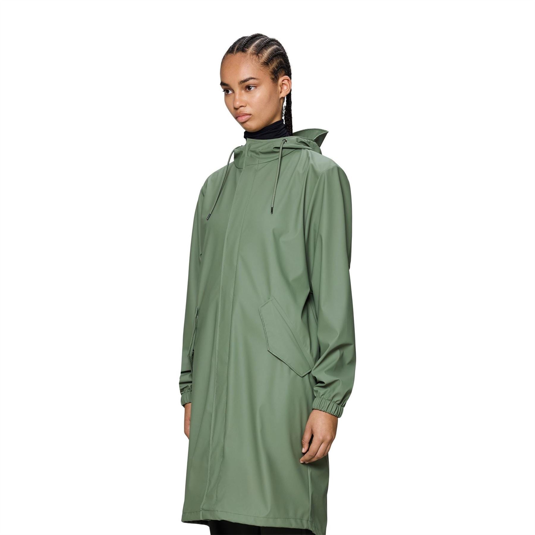 Rains Hooded Fishtail Solid Patterned Rain Jacket