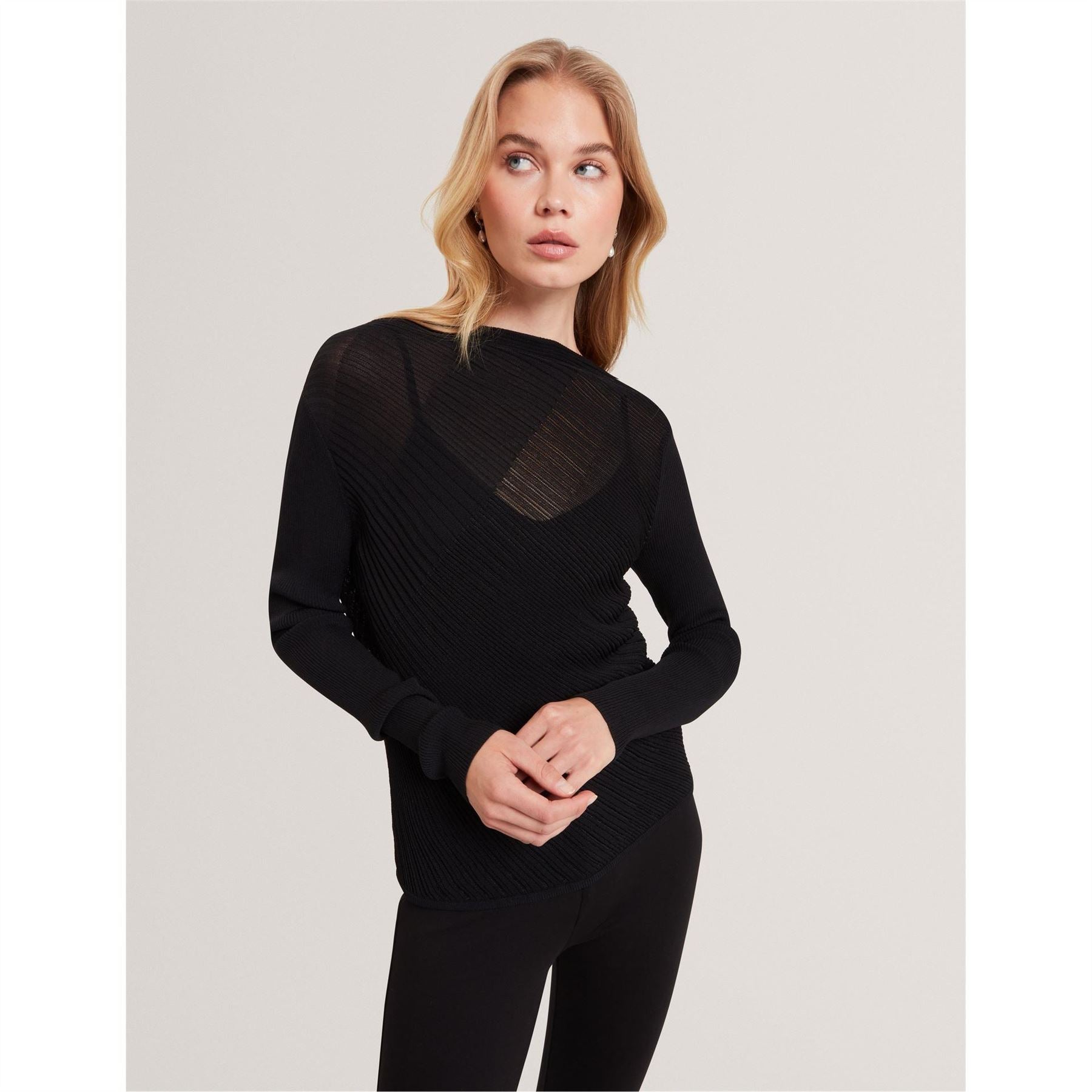 Ted Baker Long Sleeve Sheer Knitted Top