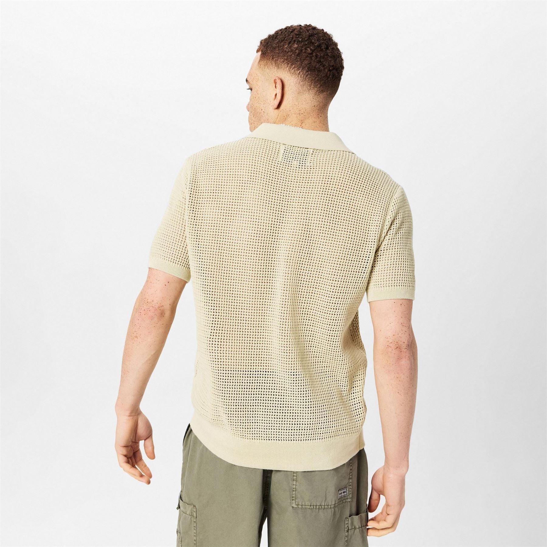 Jack Wills Open Knit Short Sleeve Polo Shirt