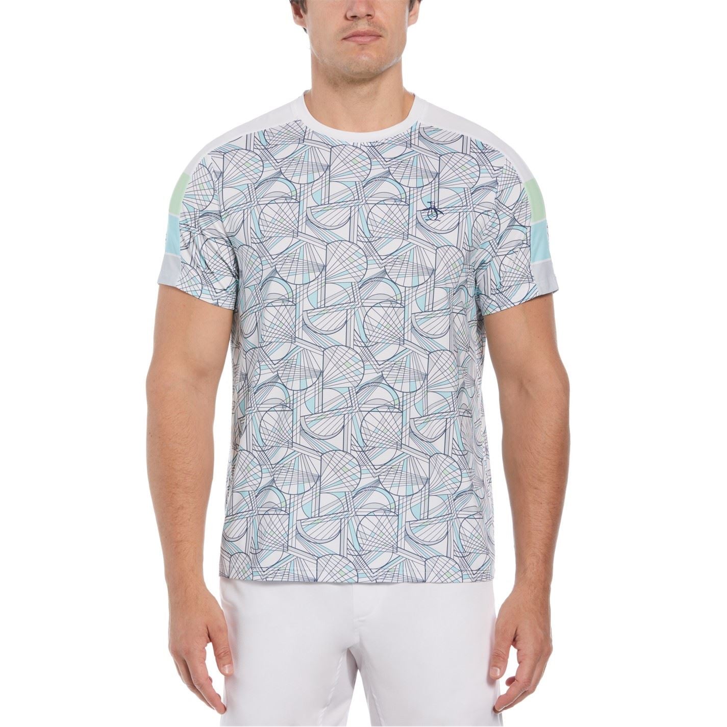 Original Penguin Tennis Racket Print Performance Short Sleeve Tennis T-Shirt