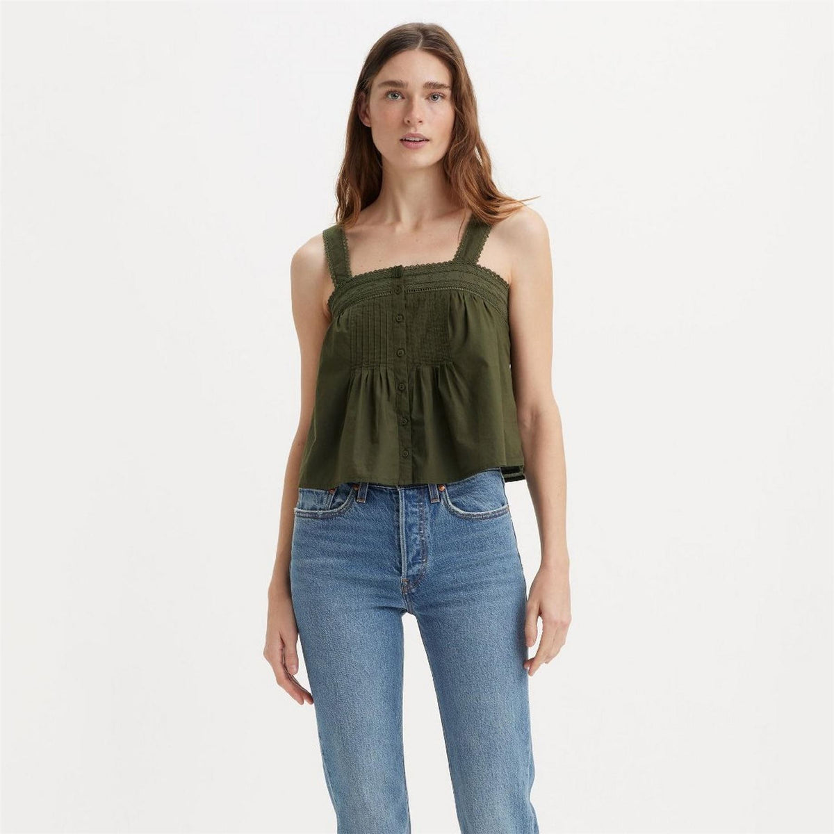 Levis Cici Lace Detail Square Neck Camisole Tank