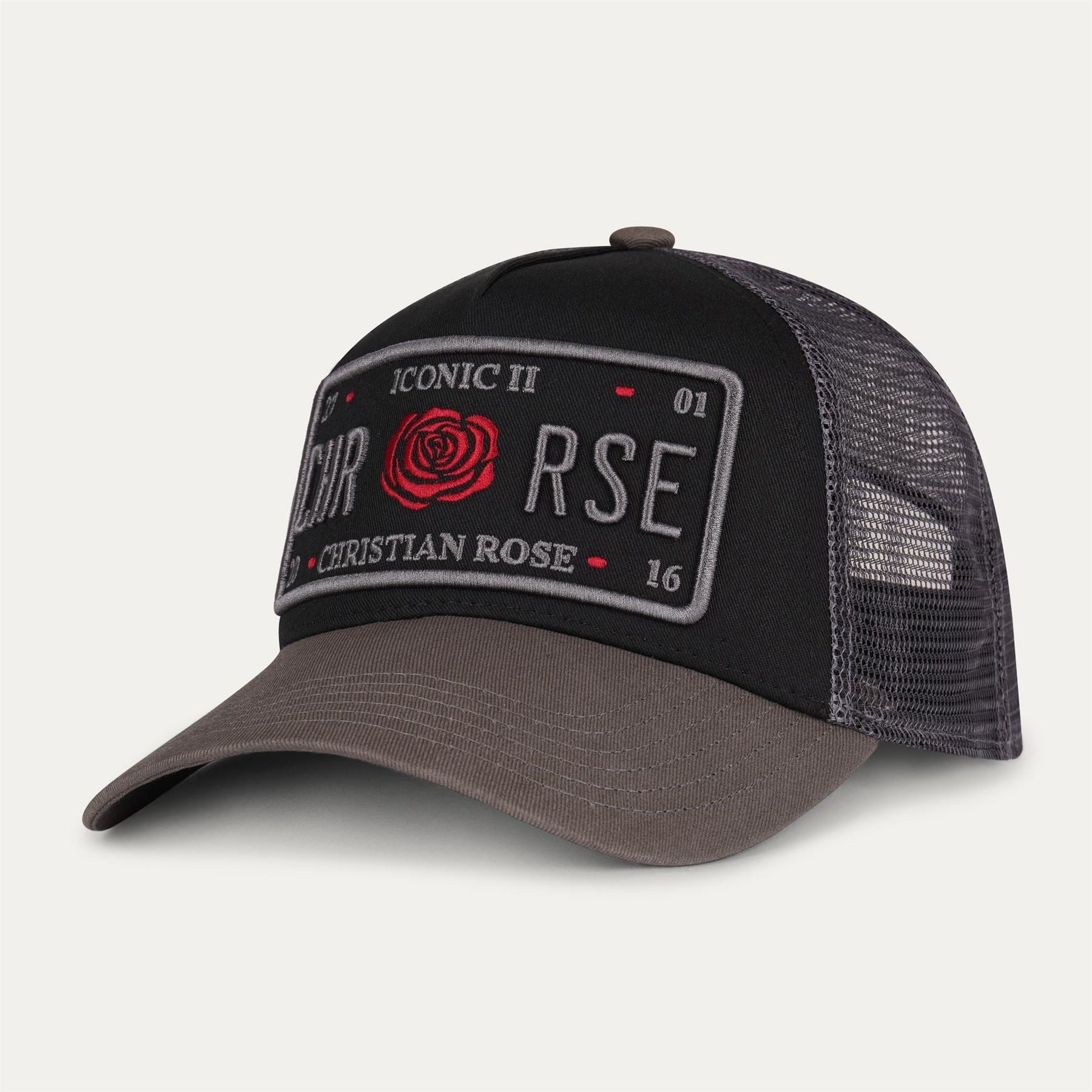 Christian Rose Ii Red Rose Plate Trucker Cap