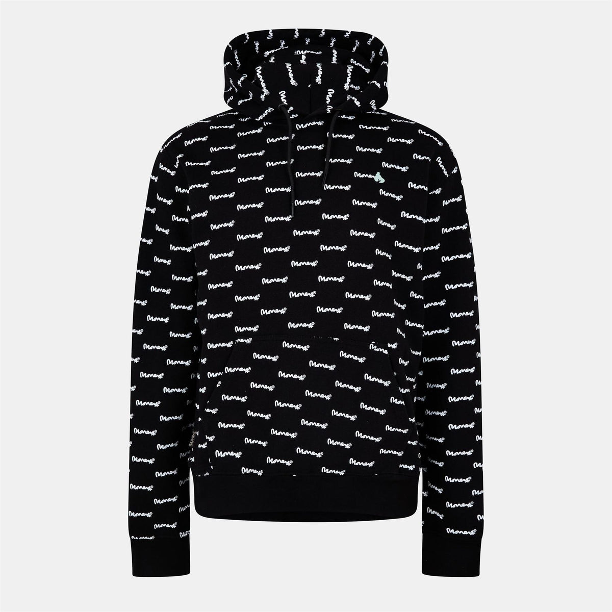 Money Signature Print Hooded Long Sleeve Sweatshirt