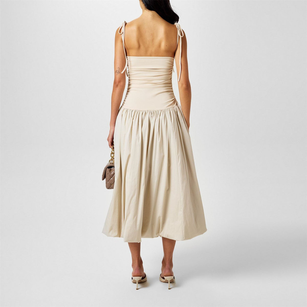 AmyLynn Amy Lynn Alexa Shoulder Tie Ultra Mini Peplum Dress