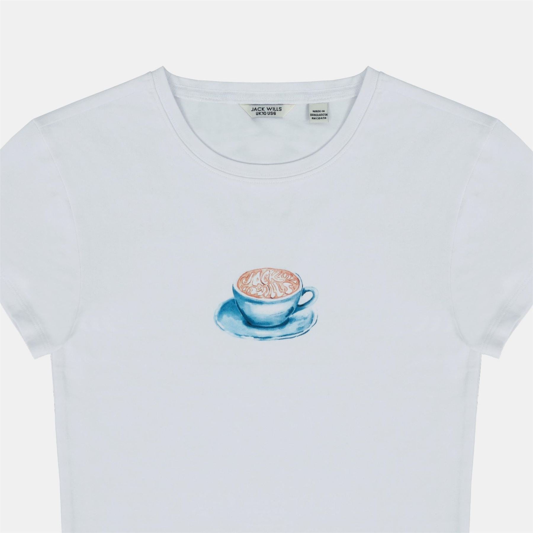 Jack Wills Graphic Cotton Short Sleeve Crew Neck Print Crop Top
