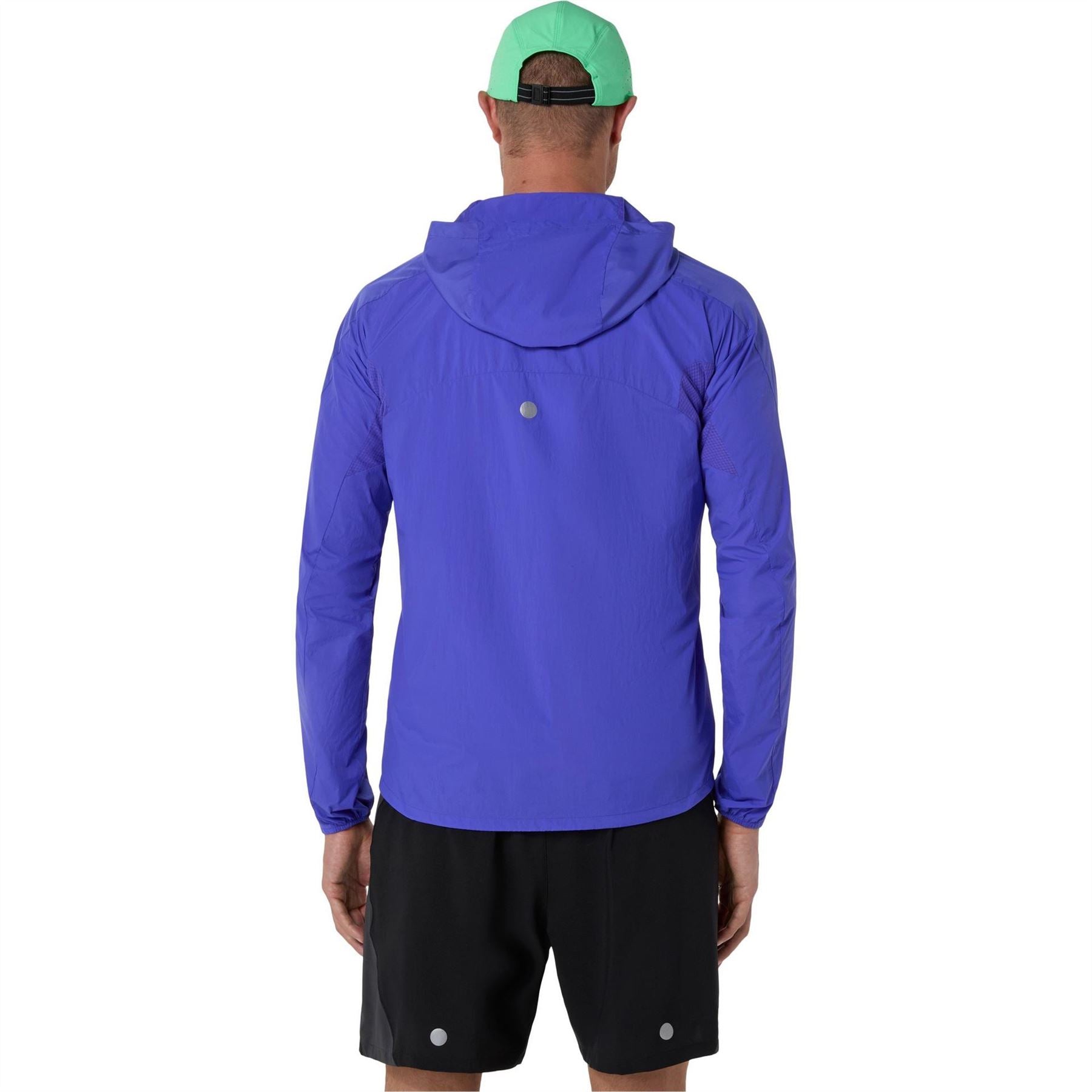 Asics Road Solid Patterned Hooded Adjustable Drawstring Running Jacket