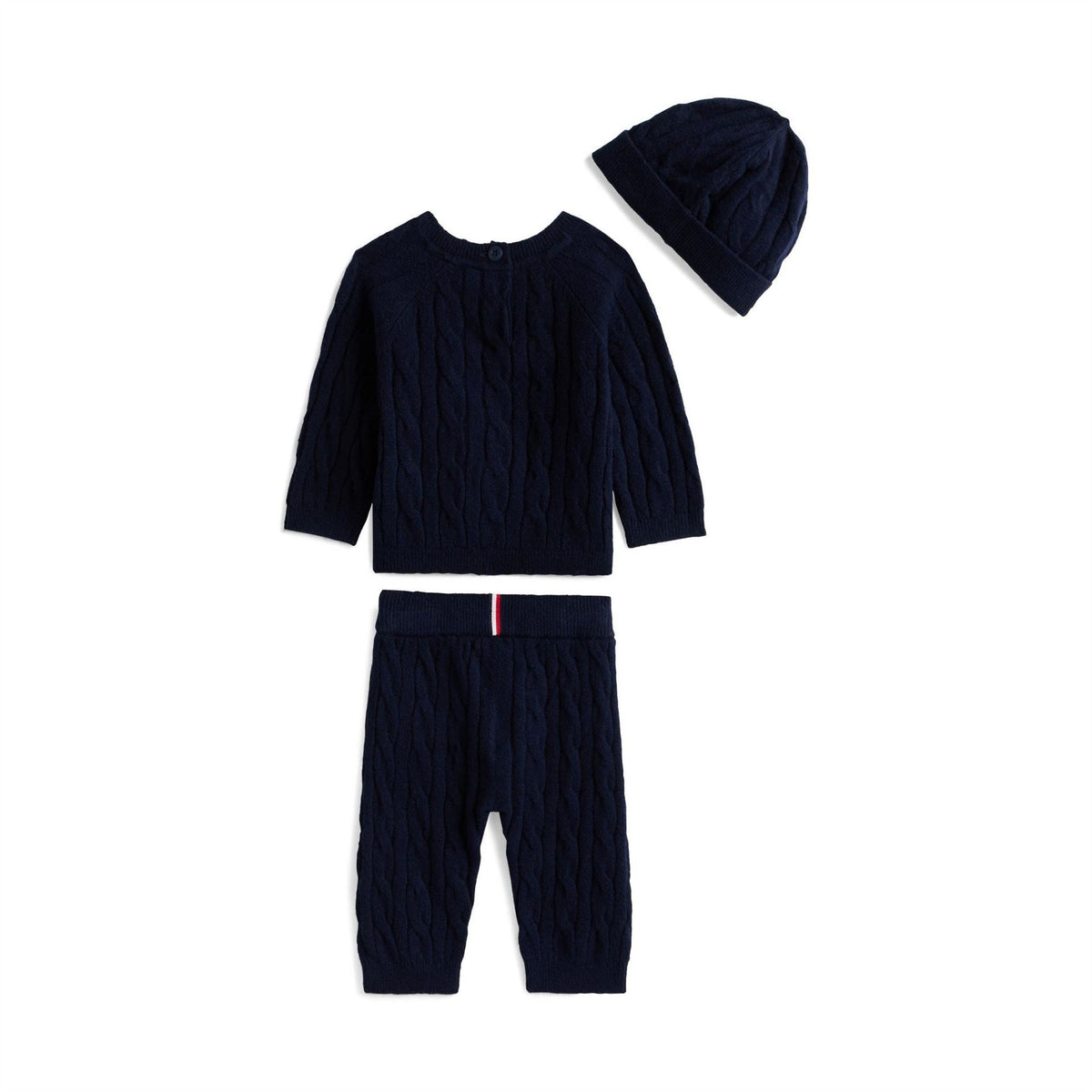 Tommy Hilfiger Cable Knit Jumper Trousers And Beanie Clothing Set