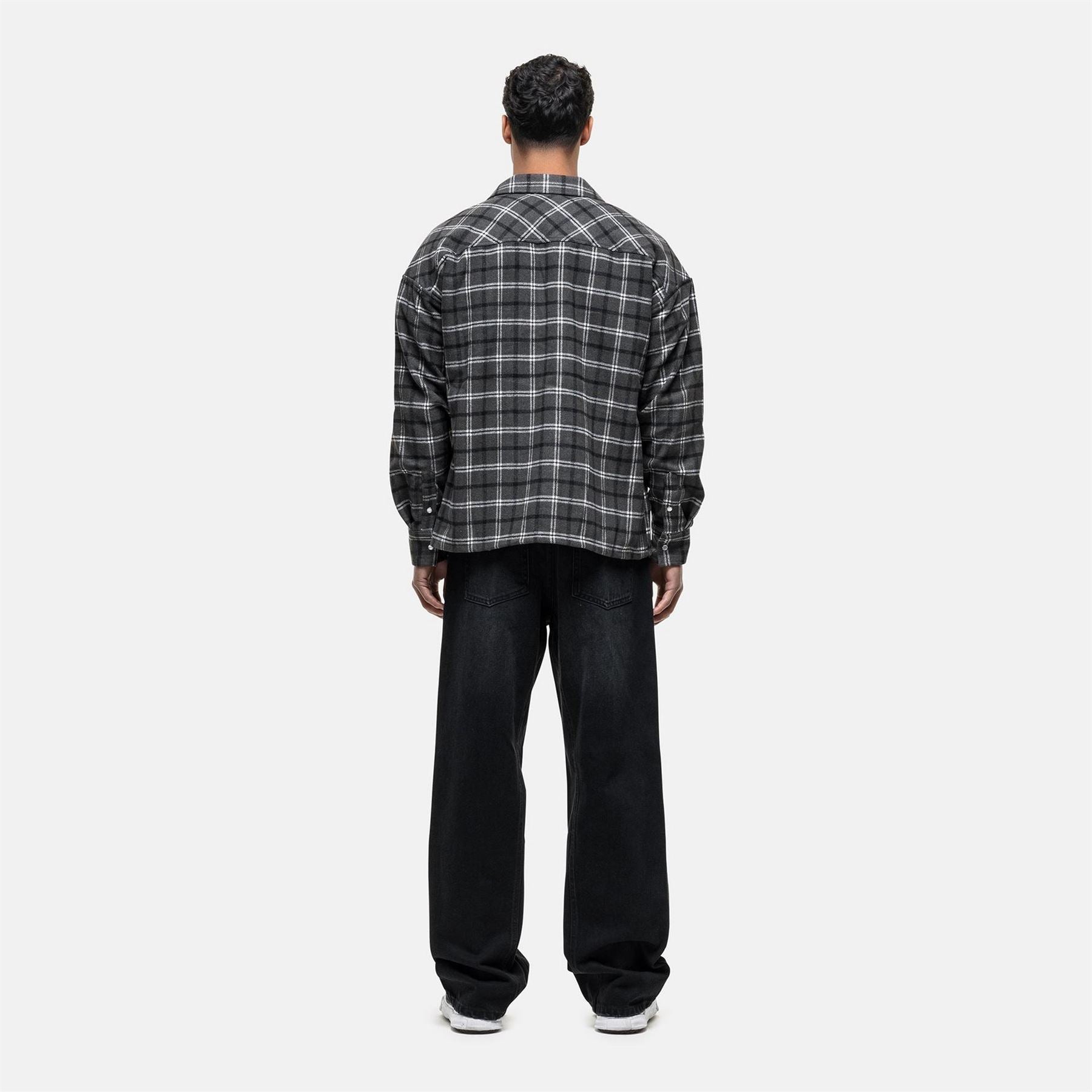 Good For Nothing Wool Check Overshirt Charcoal