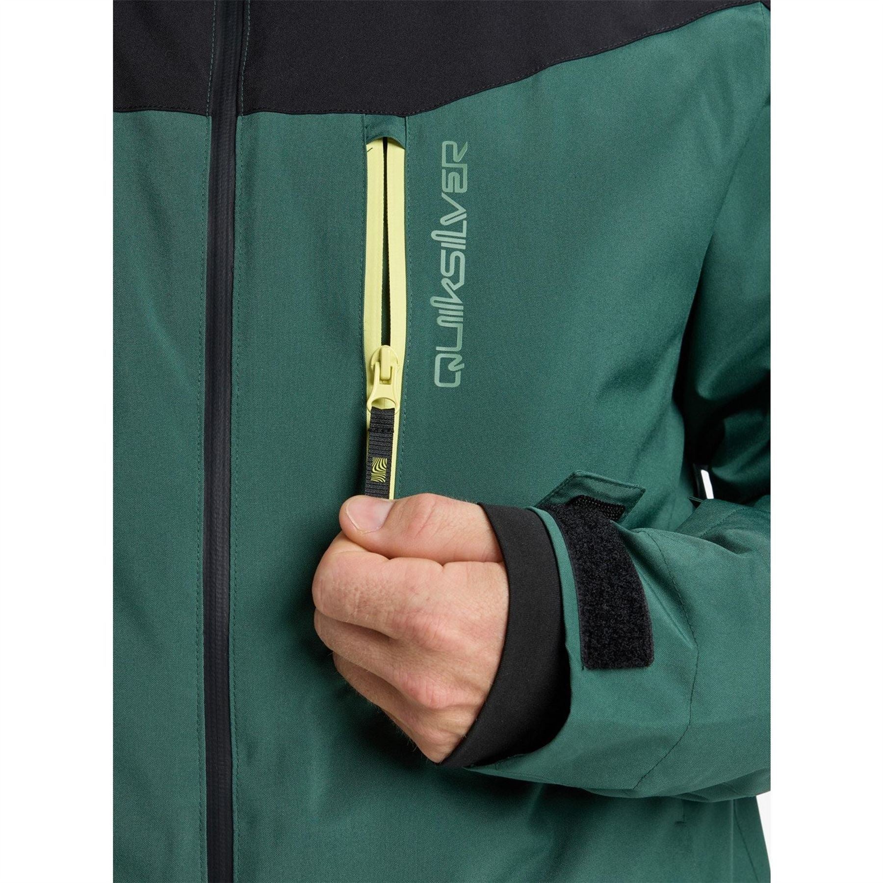 Quiksilver Titan Color Block Hooded Hook and Loop Ski Jacket